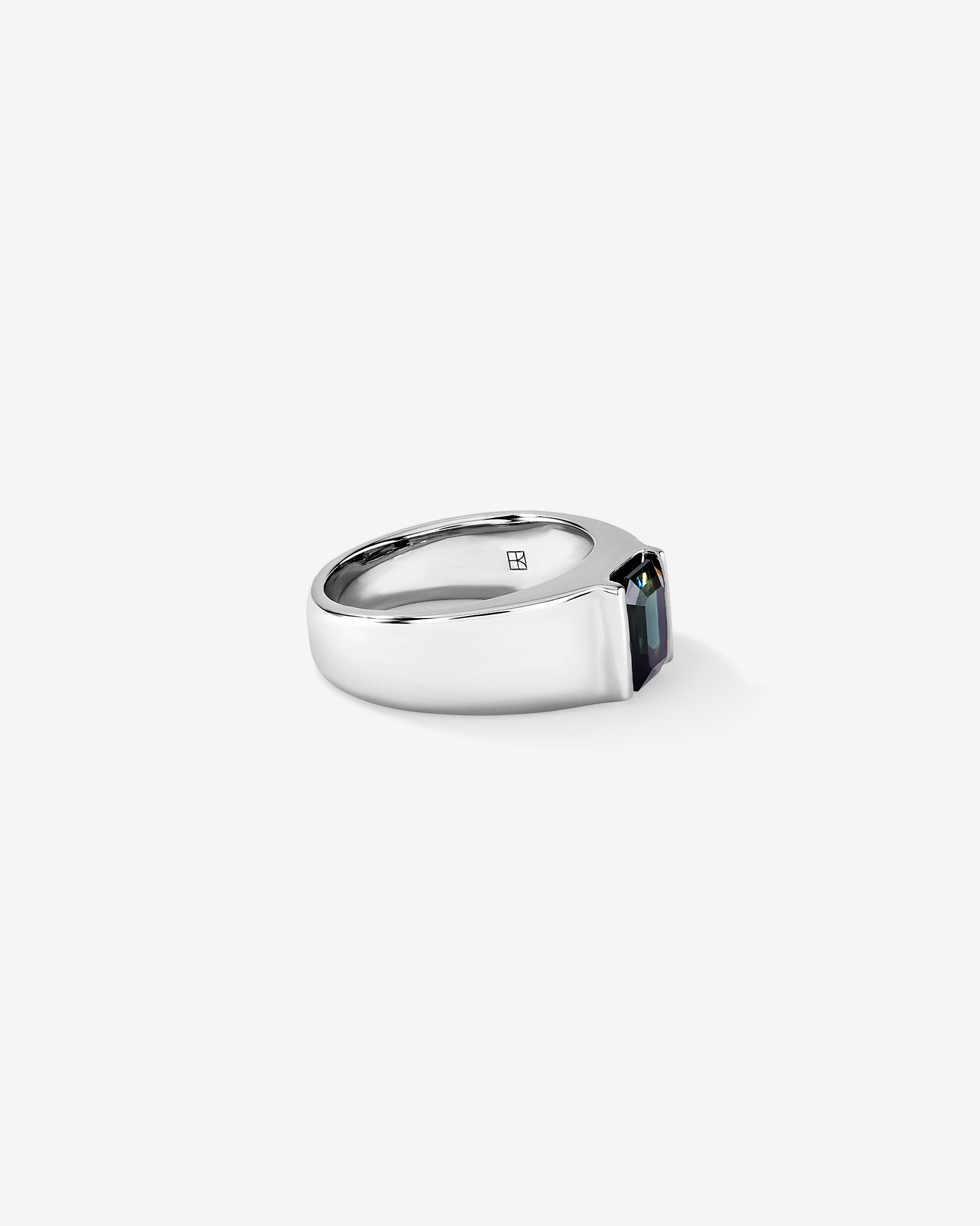 Australian Parti Sapphire Wide-Band Ring 10kt White Gold