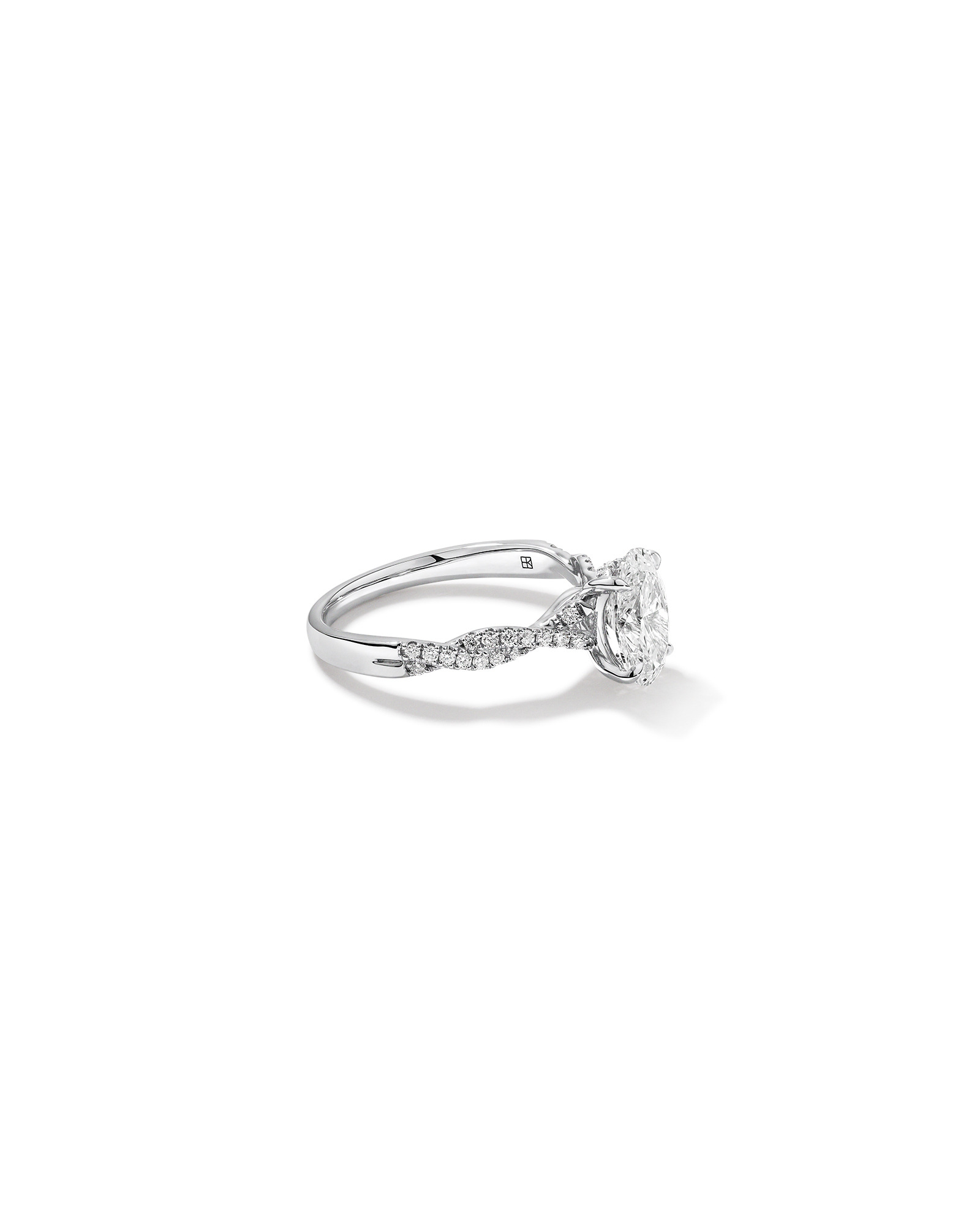 1.70 Carat TW Oval Cut Lab-Grown Diamond Twist Band Engagement Ring 14kt White Gold