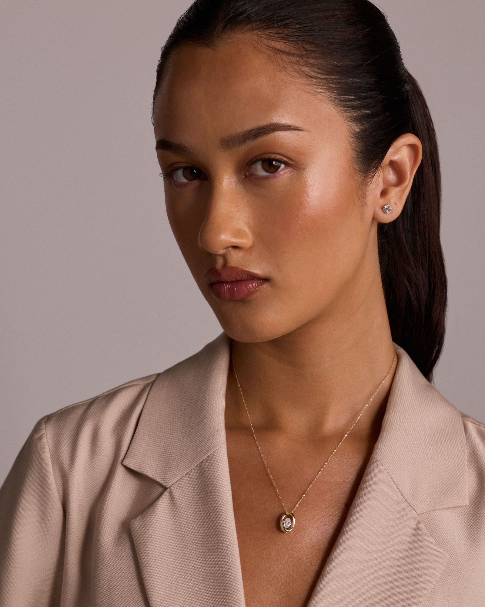 Lume Lab Oval Pendant with 0.50 Carat TW of Laboratory-Grown Diamond in 10kt White Gold