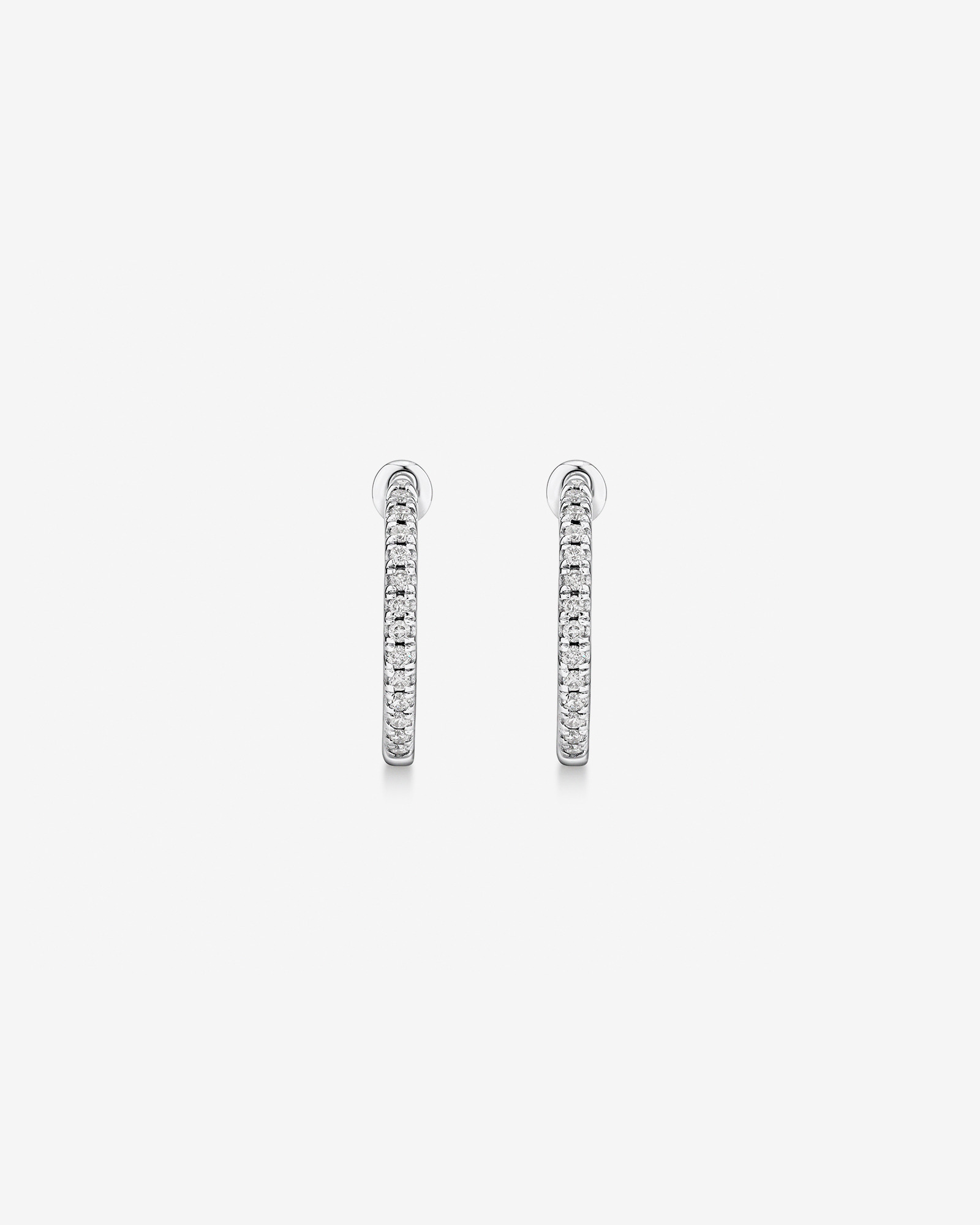 Boucles d'oreilles créoles avec 0,25 carat TW de diamants en or blanc 10 kt