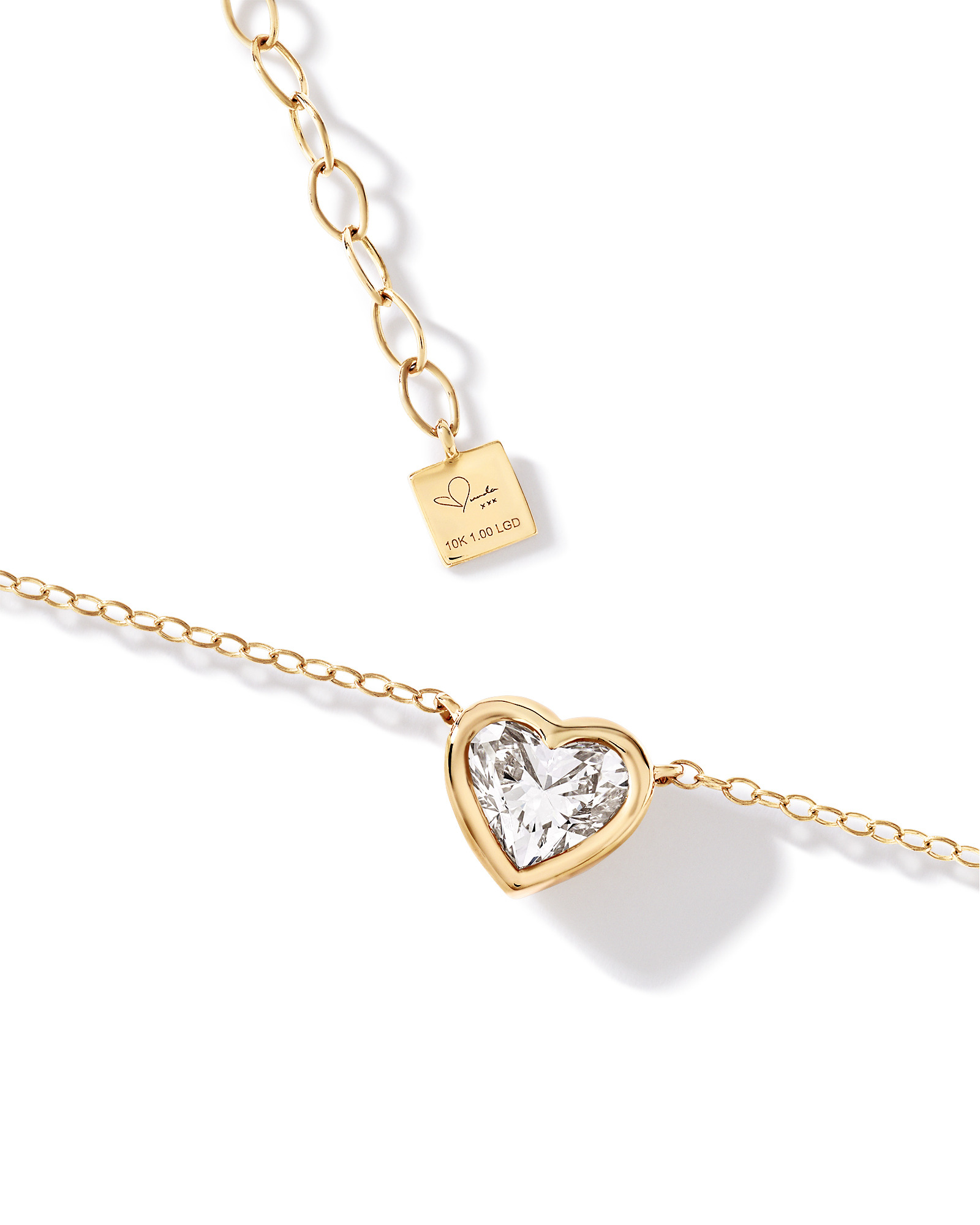1.00 Carat TW Laboratory-Grown Diamond Heart Necklace in 10kt Yellow Gold