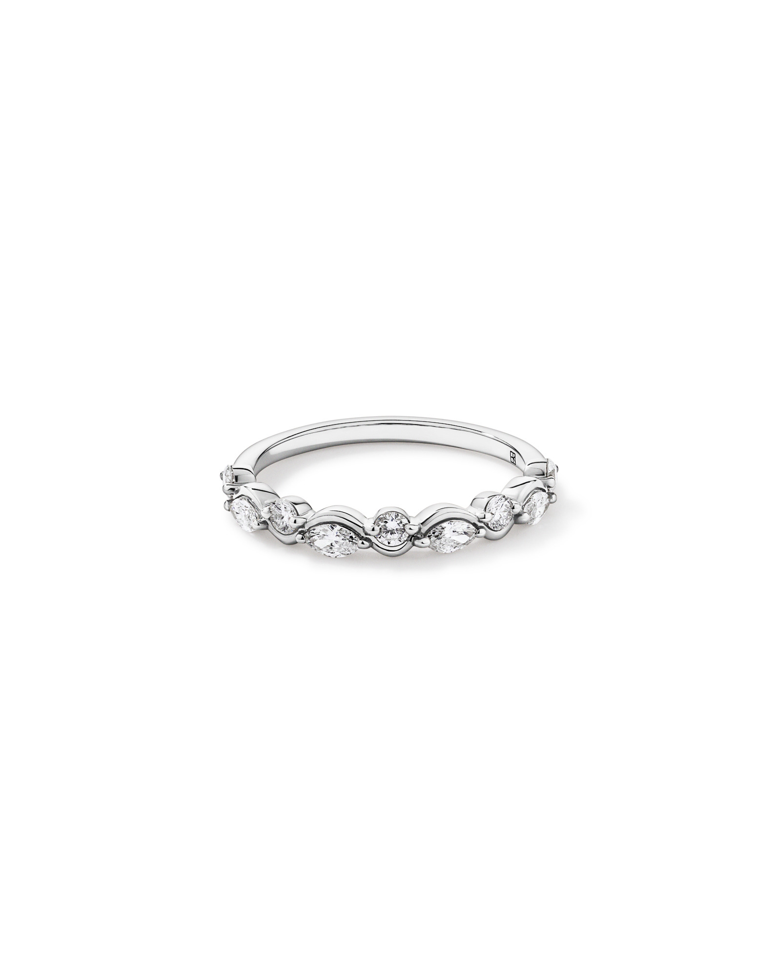 0.43TW Marquise and Round Brilliant Diamond Twist Wedding Ring 14kt Gold