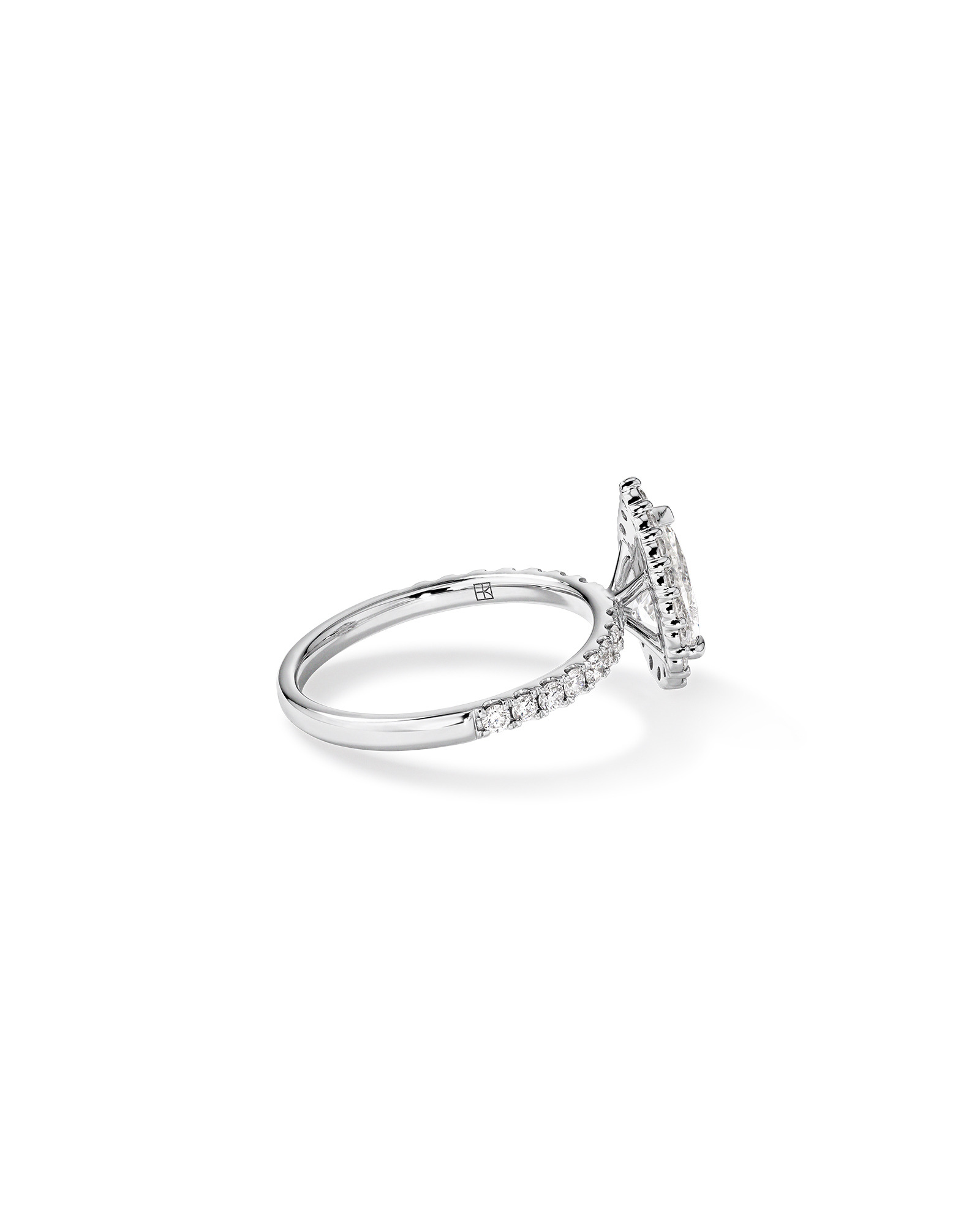 Bague de fiançailles TW taillée en poire 1,82 carat diamant halo cultivé laboratoire or blanc 14 carats