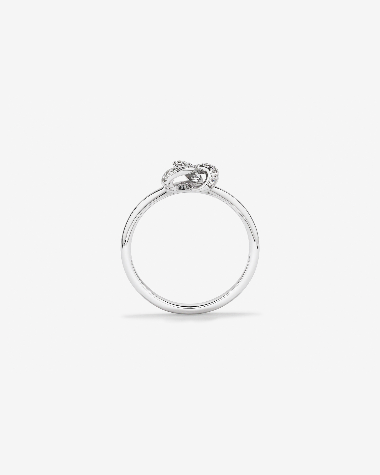 Cubic Zirconia Knot Split Band Ring in Sterling Silver