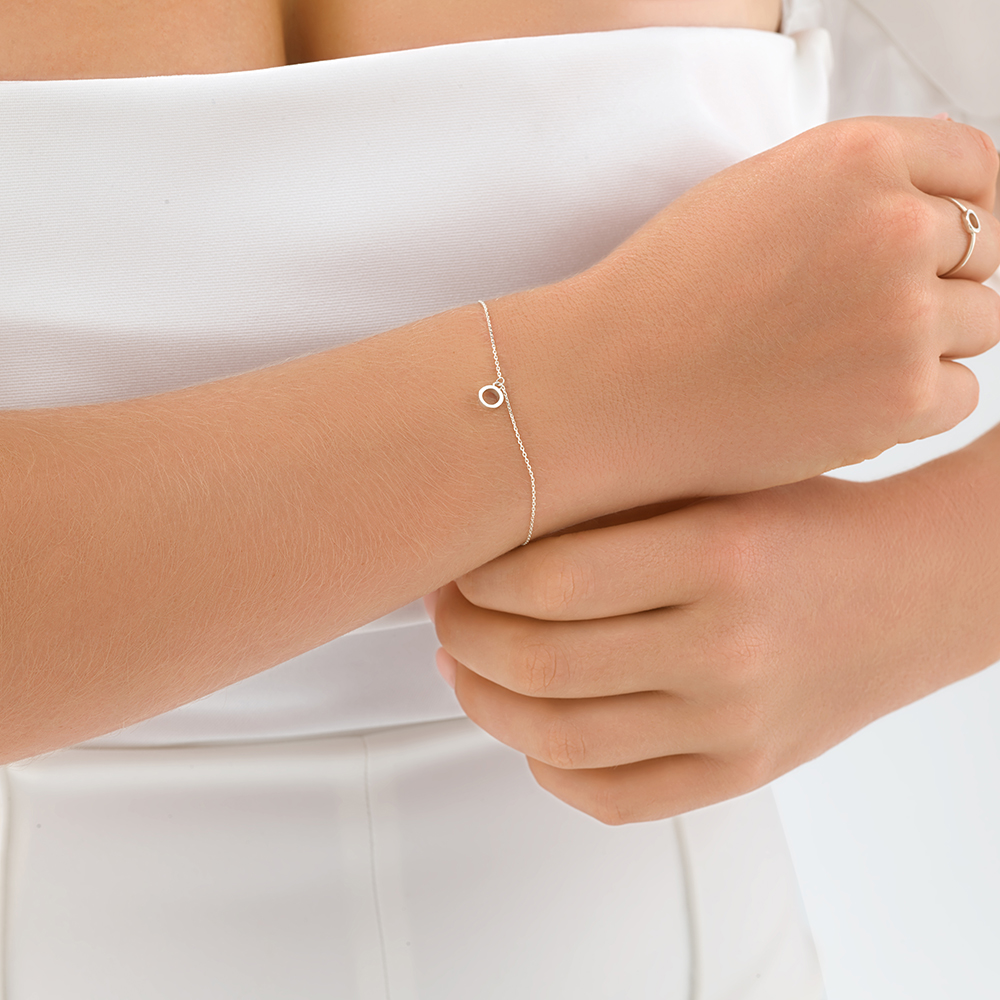 19cm (7.5") O Initial Bracelet in Sterling Silver