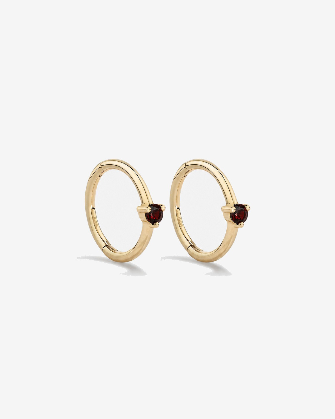 10mm Garnet Accent Sleepers in 10kt Yellow Gold