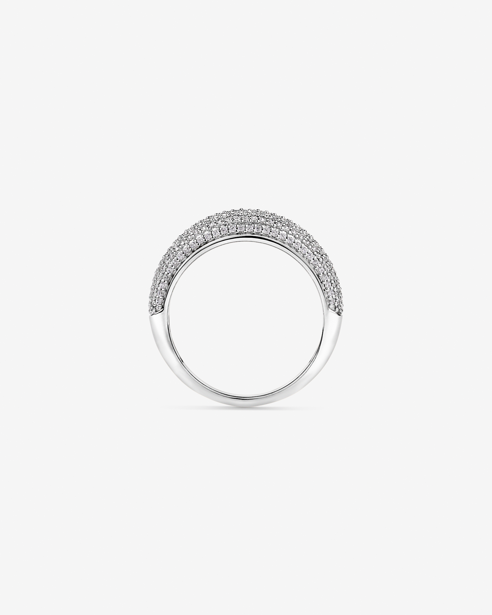 Classic Pavé Dome Ring with Cubic Zirconia in Sterling Silver