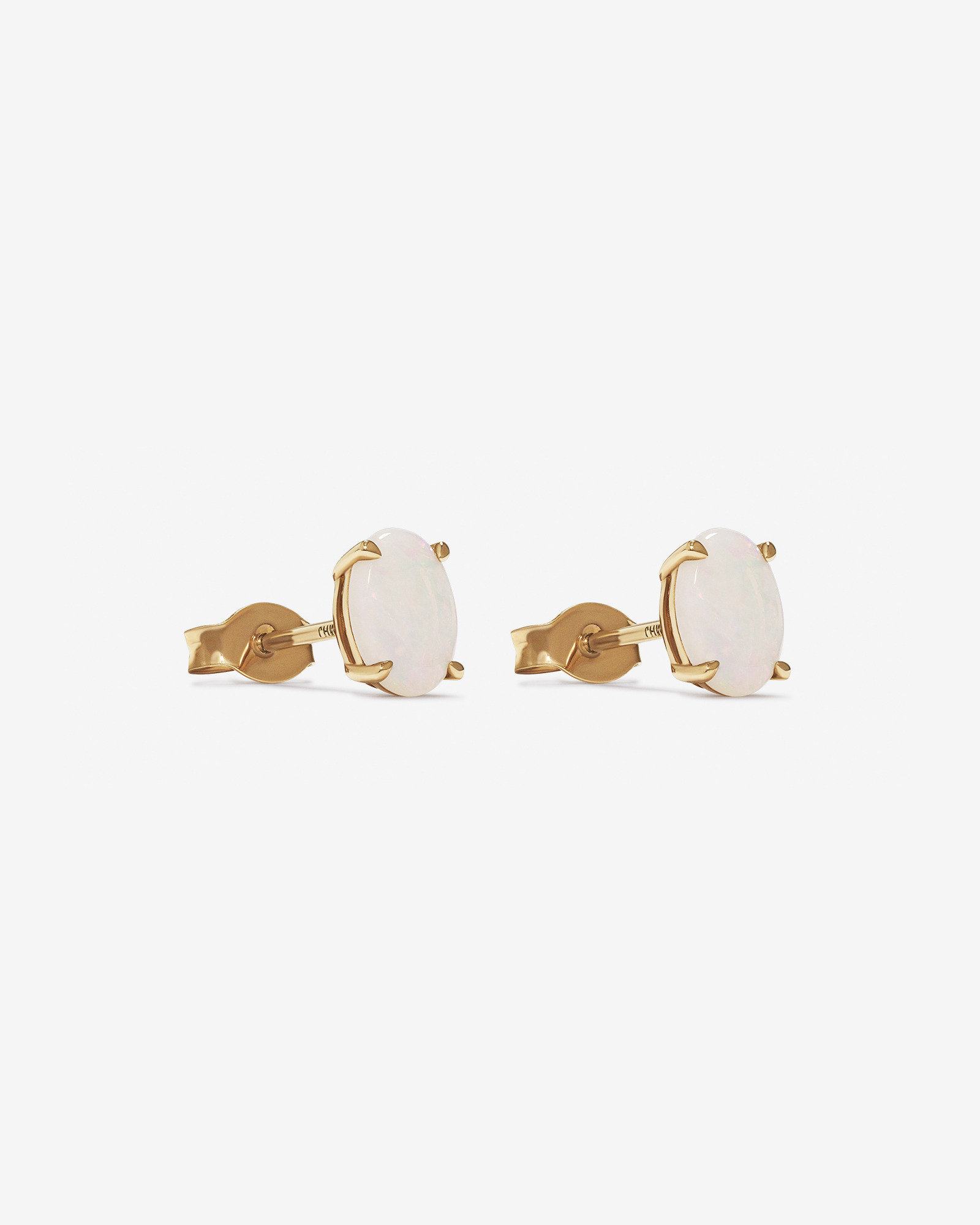 Australian Opal Oval Stud Earrings in 10kt Yellow Gold