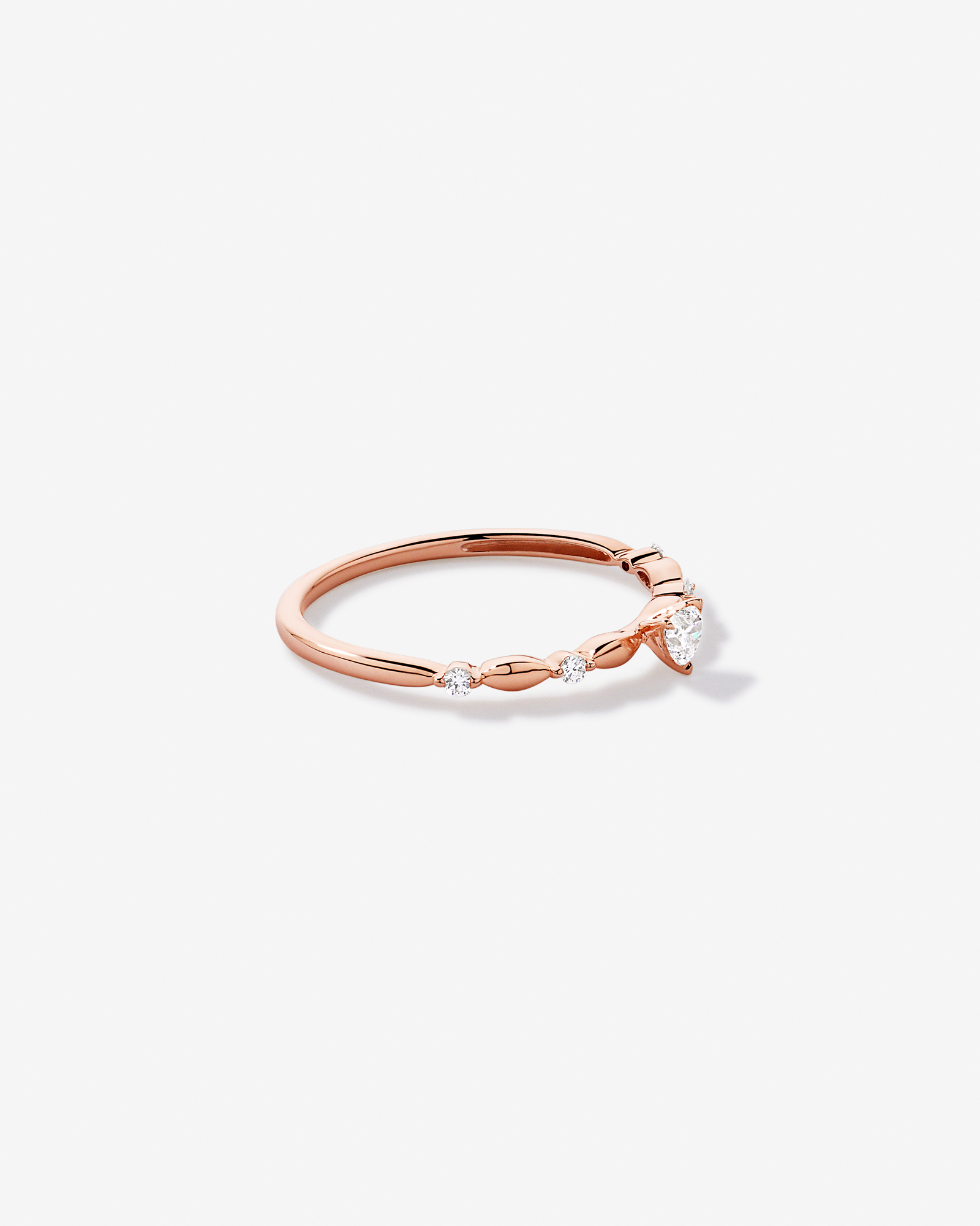 0.15TW Heart and Round Brilliant Laboratory-Grown Diamond Promise Ring 10kt Rose Gold