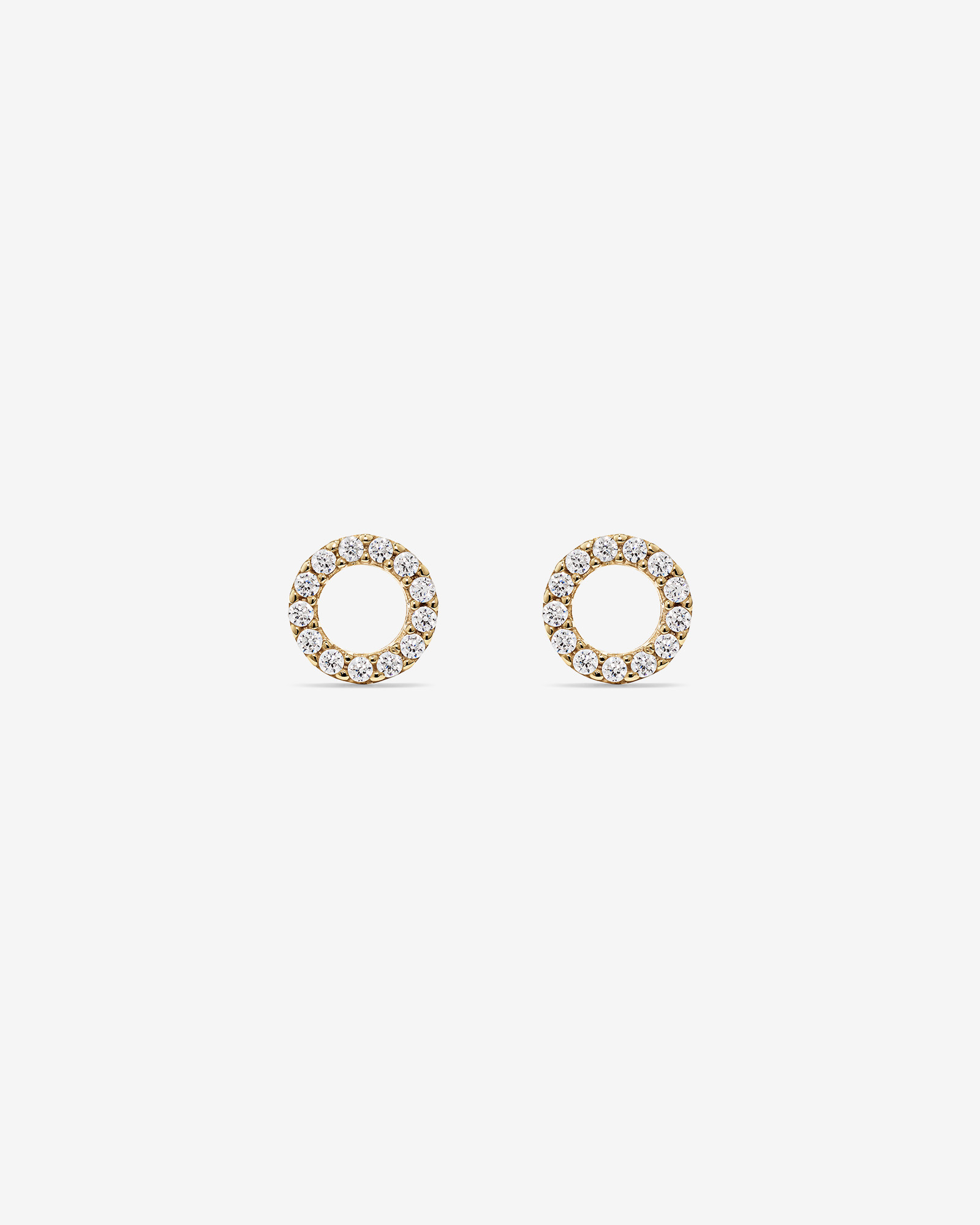 Boucles d'Oreilles Clous Cercle Ouvert en Zircon Cubique en Or Jaune 10 kt