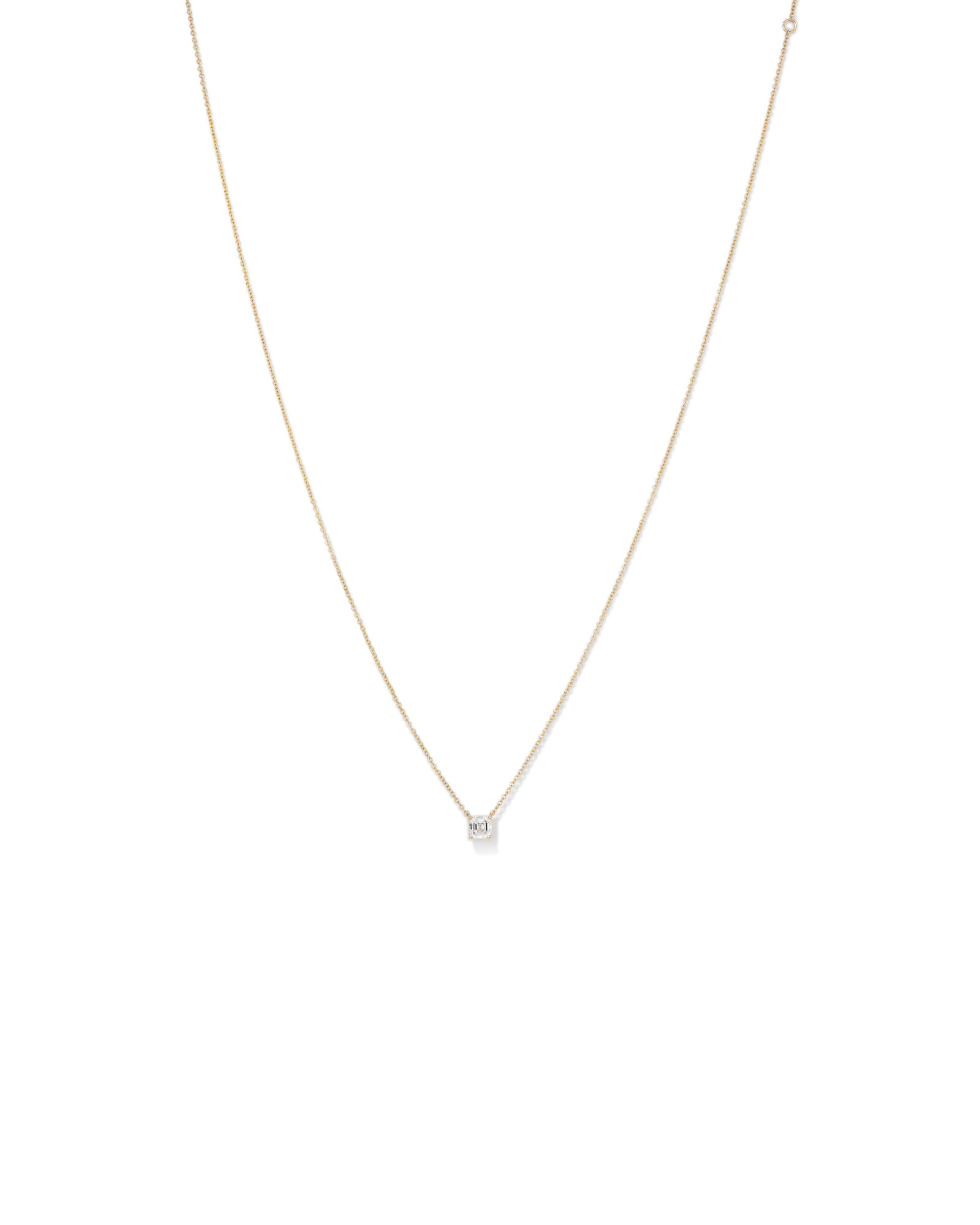 0.50 Carat TW Asscher Cut Laboratory-Grown Diamond Solitaire Necklace in 10kt Yellow Gold