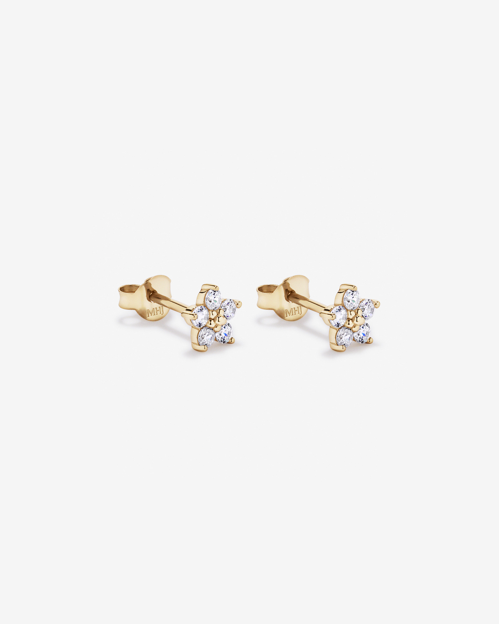 Boucles d’oreilles fleur en vermeil 18 ct avec zirconiums cubiques