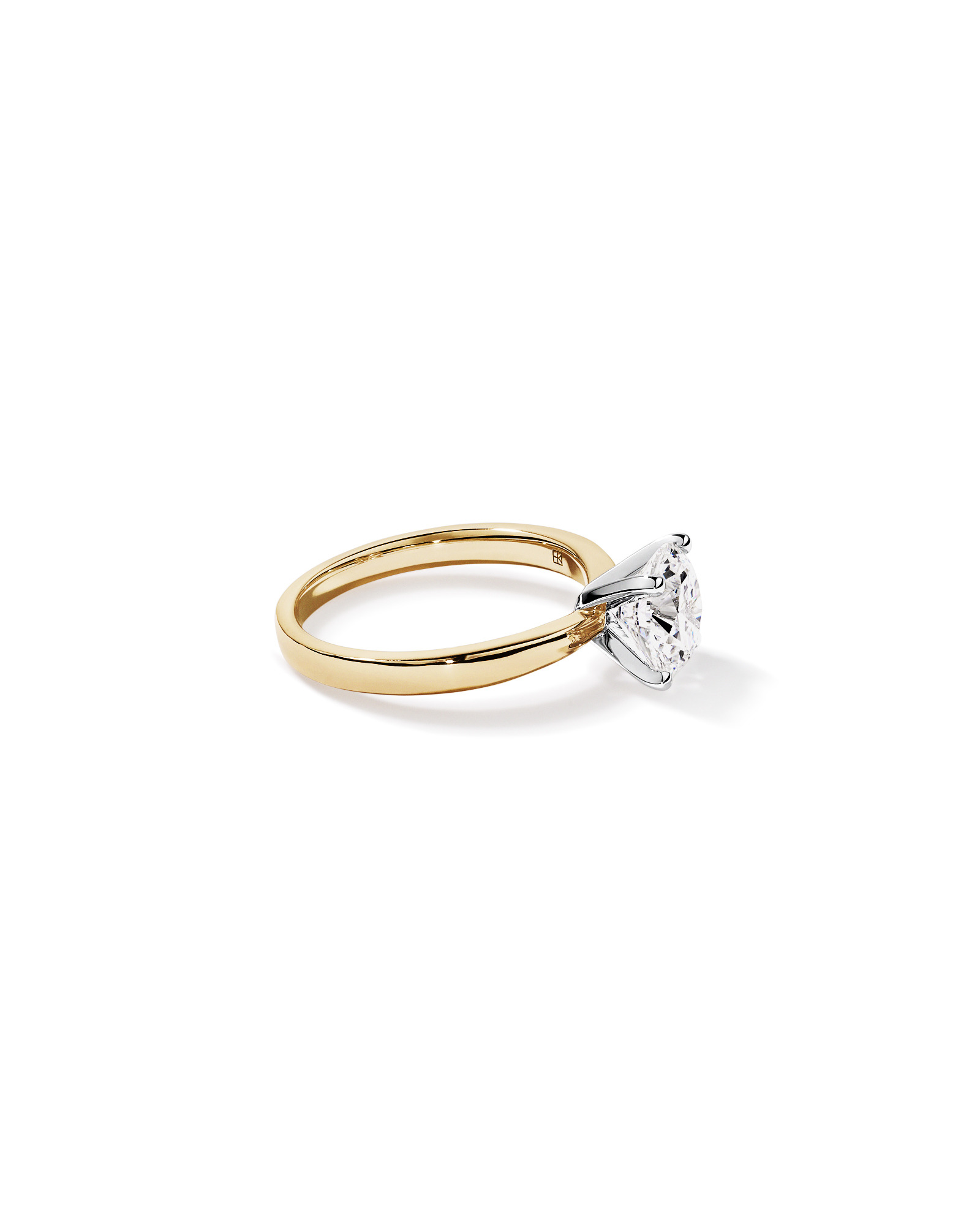 Bague de fiançailles TW ronde et brillante en diamant cultivée laboratoire 2,00 carats or jaune blanc 14