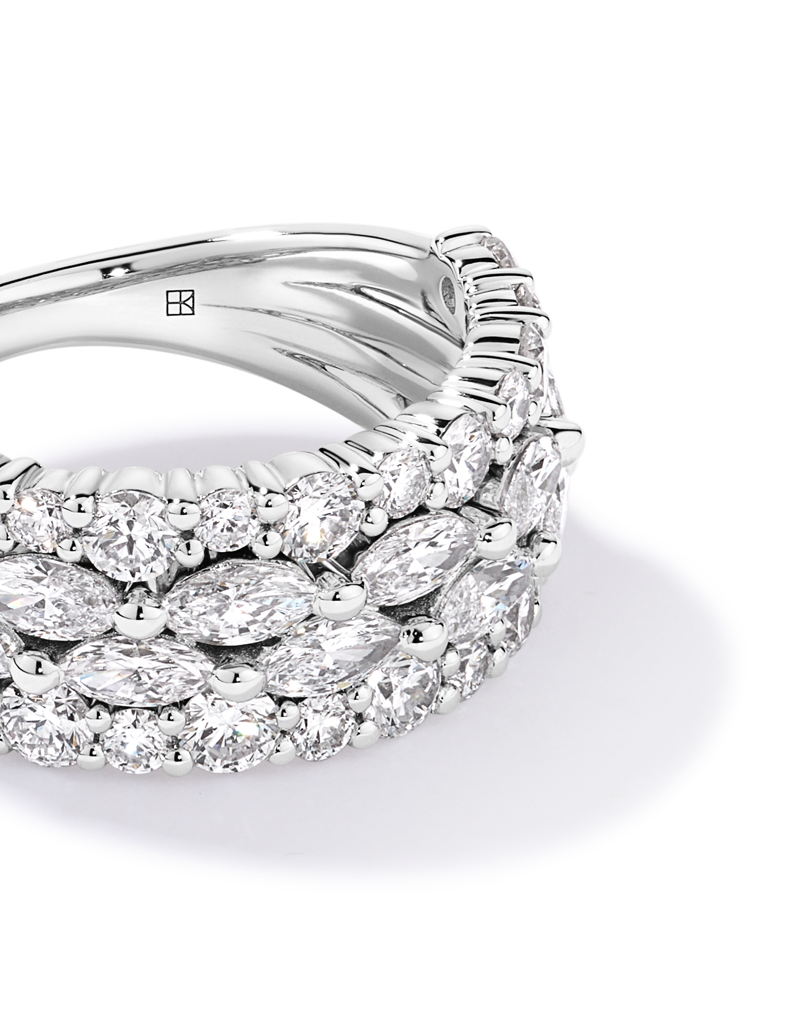 2.46 Carat TW Laboratory-Grown Marquise and Round Brilliant Diamond Ring 10kt White Gold