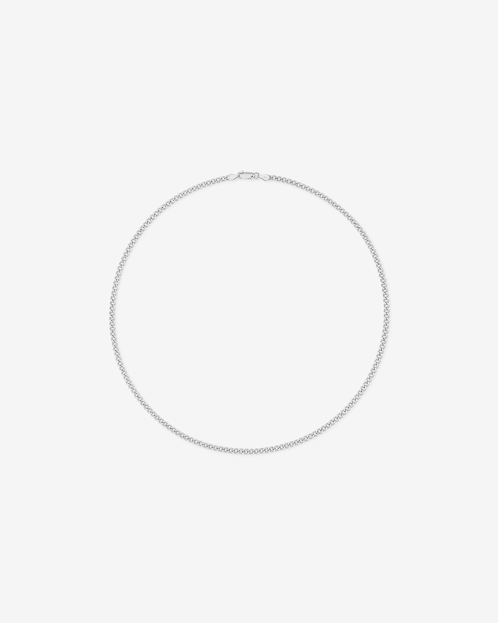 Collier Chaîne Gourmette Fine 55 Cm (22") Largeur 3,5-4 Mm En Argent Sterling