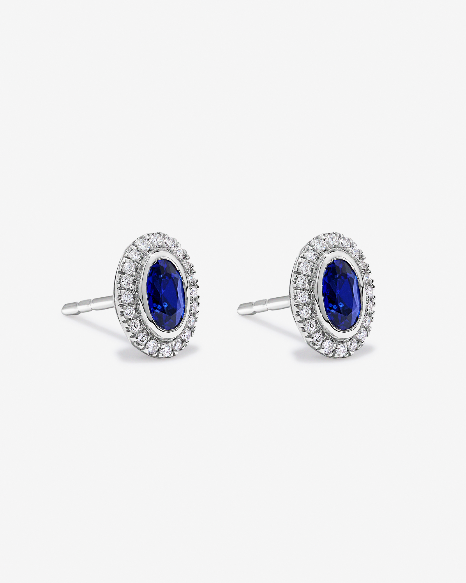 Created Sapphire & 0.14TW Laboratory-Grown Diamonds Halo Gift Set in Sterling Silver