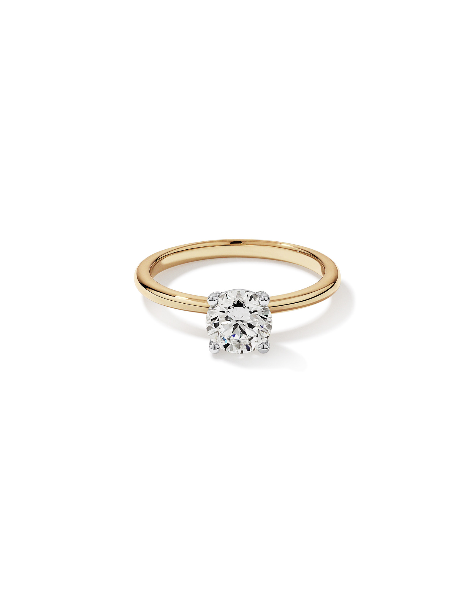 Bague solitaire en diamant canadien rond brillant 1,00 carat poids total en or jaune et blanc 18 kt