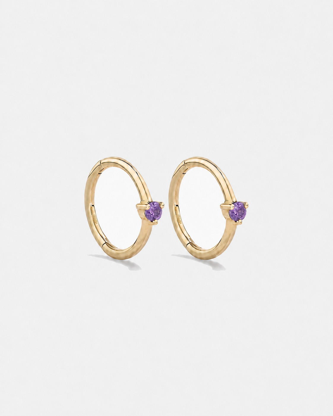 10mm Amethyst Accent Sleepers in 10kt Yellow Gold
