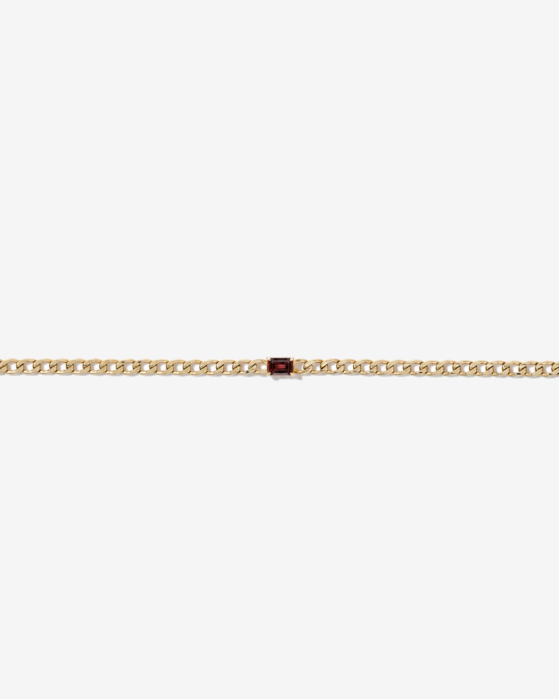 Garnet Curb Link Bracelet in 10kt Yellow Gold