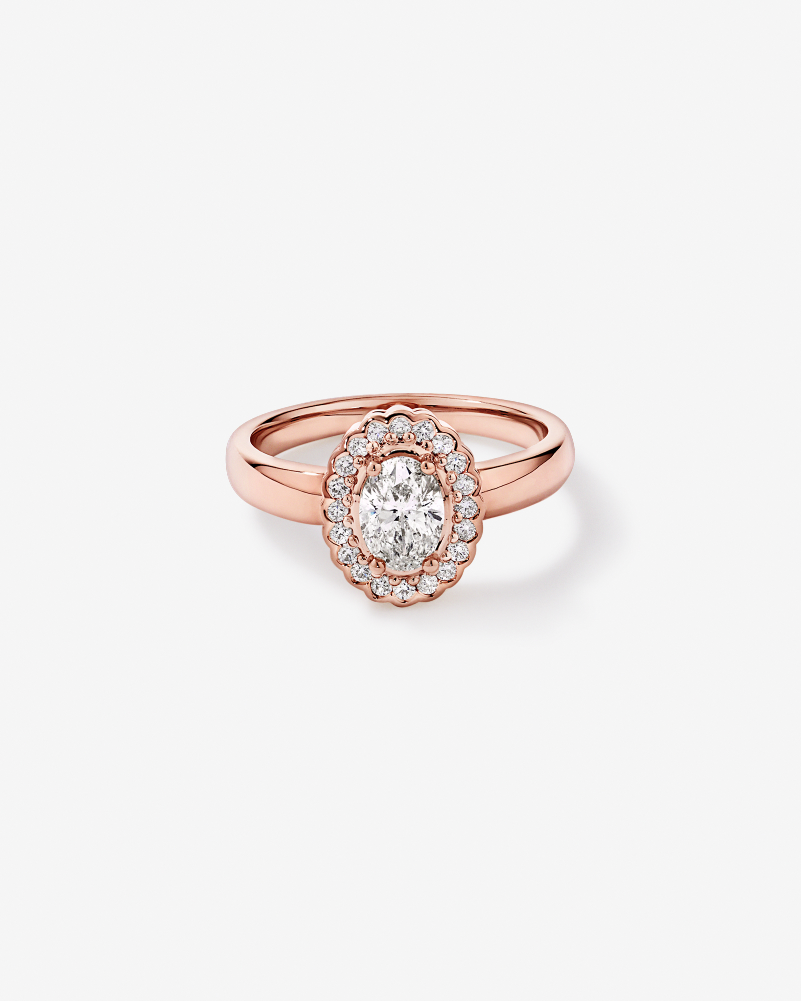 Carat TW Oval Diamond Floral Halo Ring 14kt Rose Gold