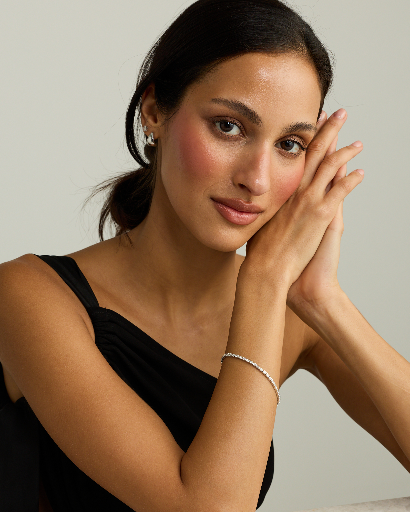 3.00 Carat TW Laboratory-Grown Oval Diamond Tennis Bracelet in Sterling Silver