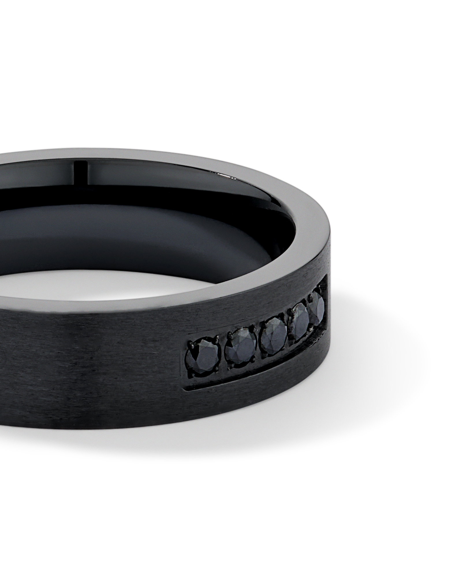 6mm Black Diamond Wedding Band in Black Titanium