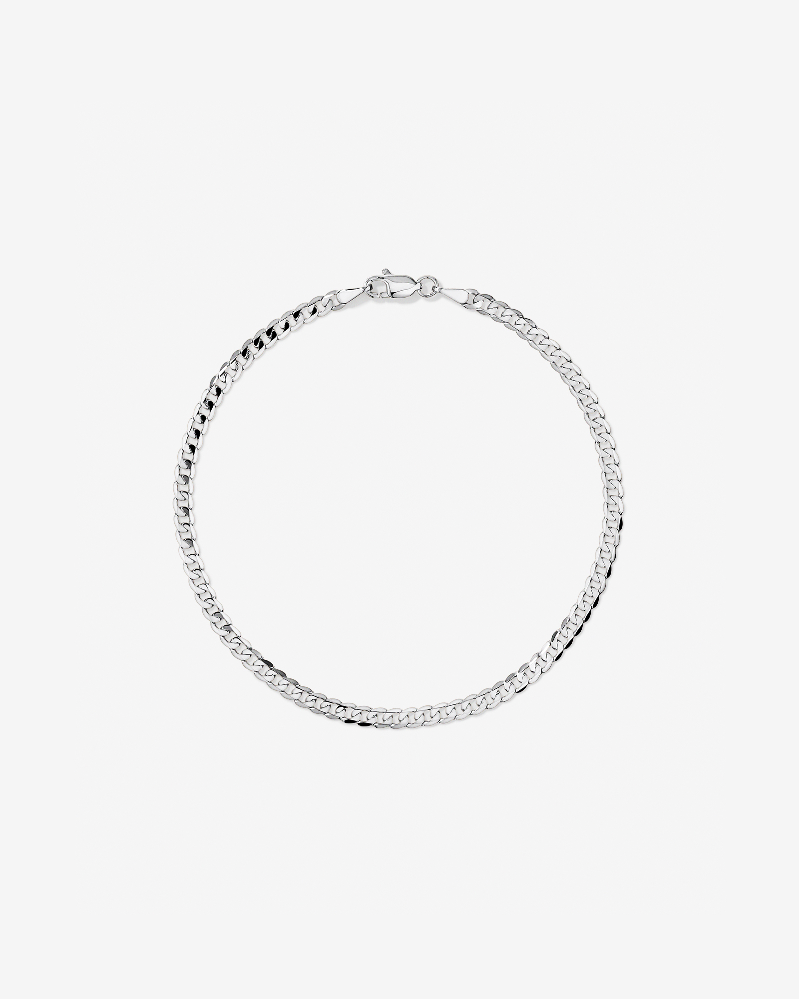 19cm (7") 3mm largeur massif plate biseauté gourmette bracelet en 10ct or blanc
