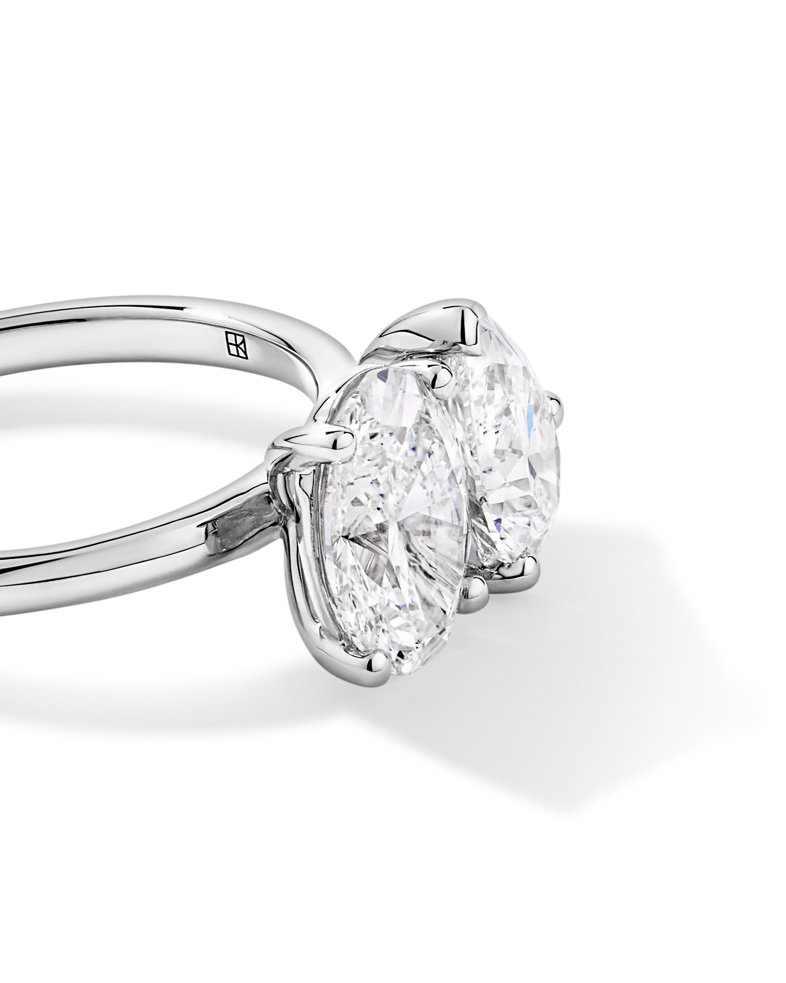 3.00TW Pear and Oval Laboratory-Grown Diamond Two Stone Engagement Ring 14kt White Gold