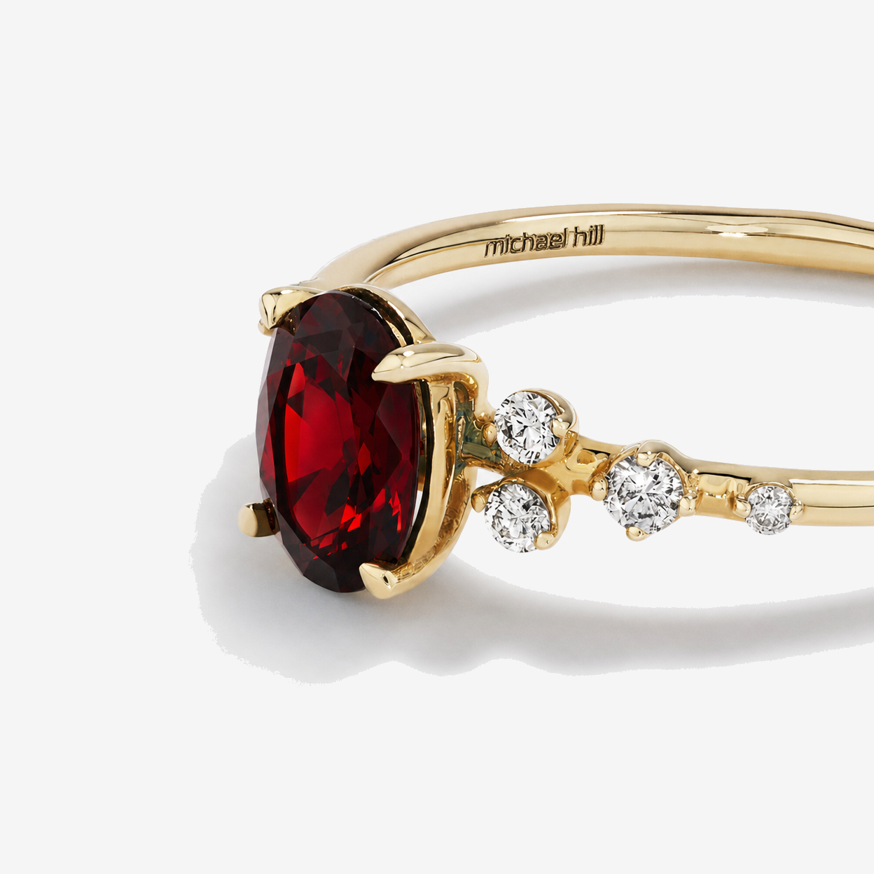 Garnet and 0.12 Carat TW Diamond Ring 10kt Yellow Gold