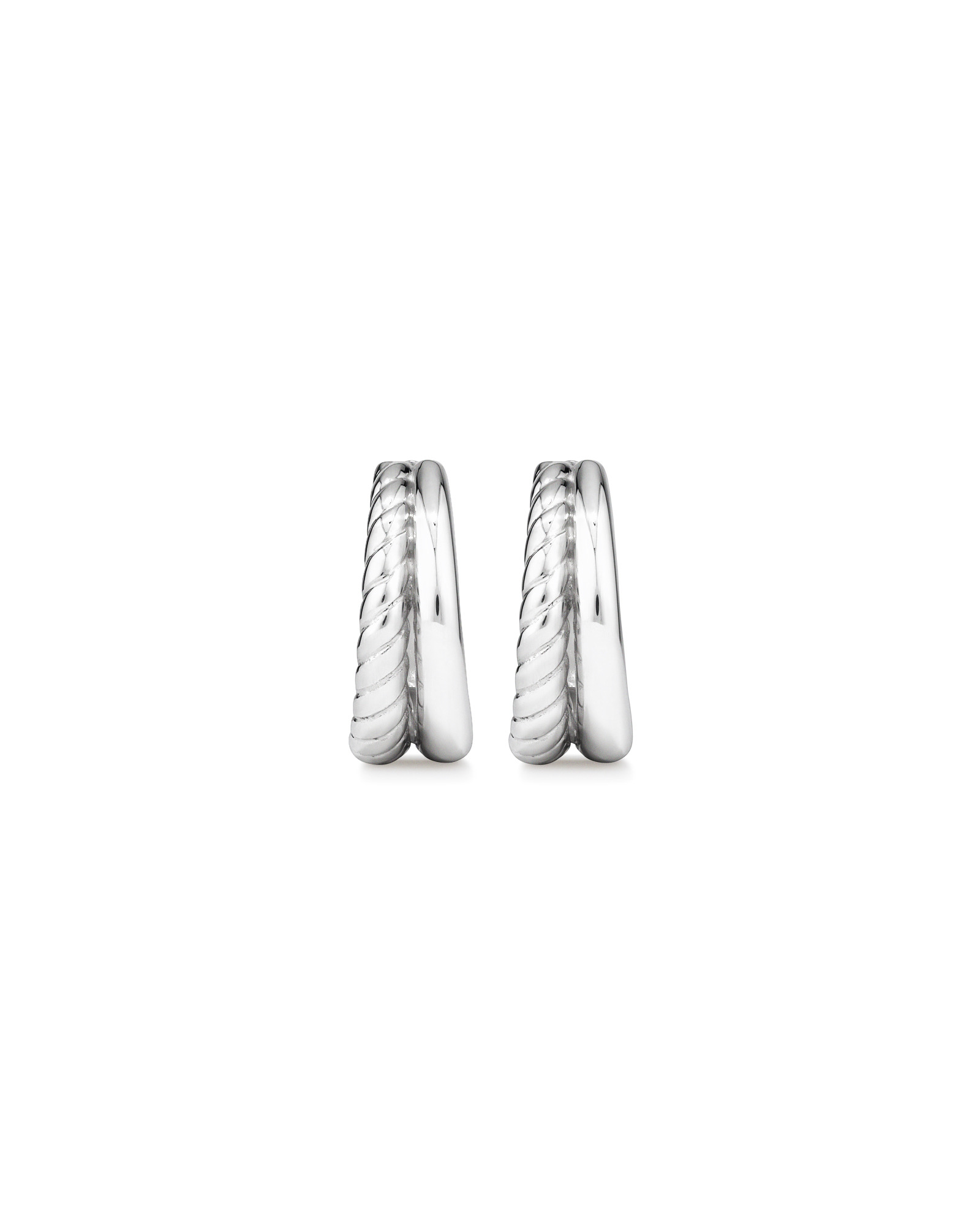 Boucles d'oreilles huggie double texture en argent sterling