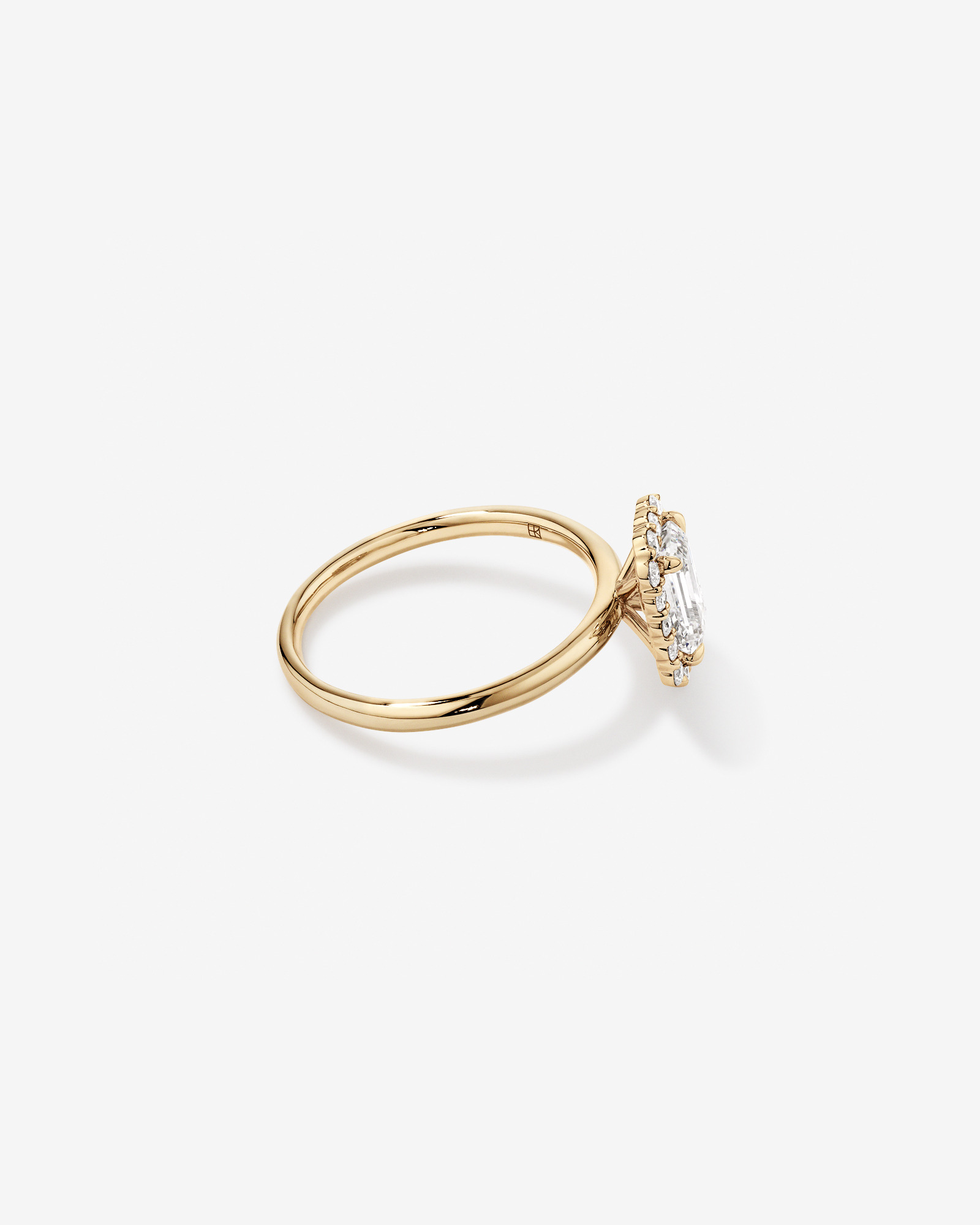 1.46 Carat TW Emerald Cut Laboratory-Grown Diamond Halo Engagement Ring in 14kt Yellow and White Gold