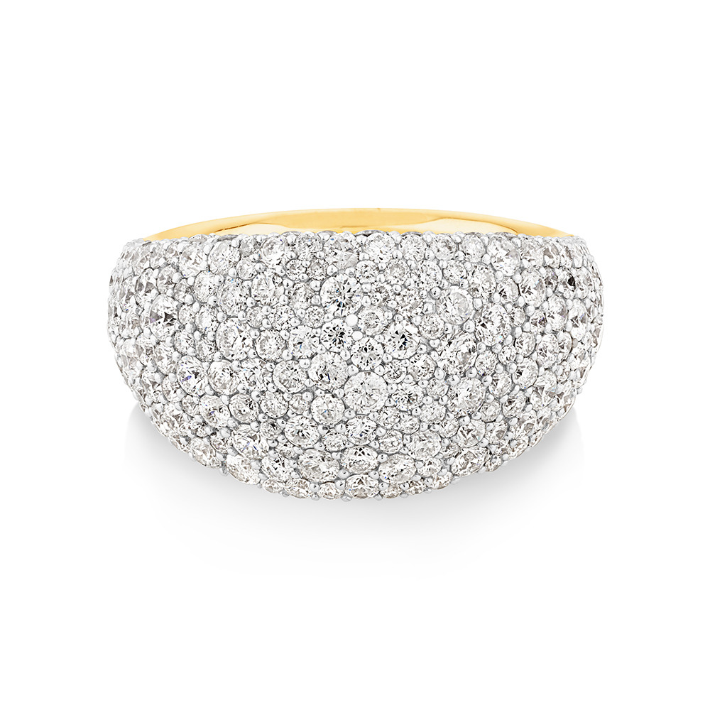 Bague Stardust en or jaune 14 K et en rhodium à diamants totalisant 4,06 ct