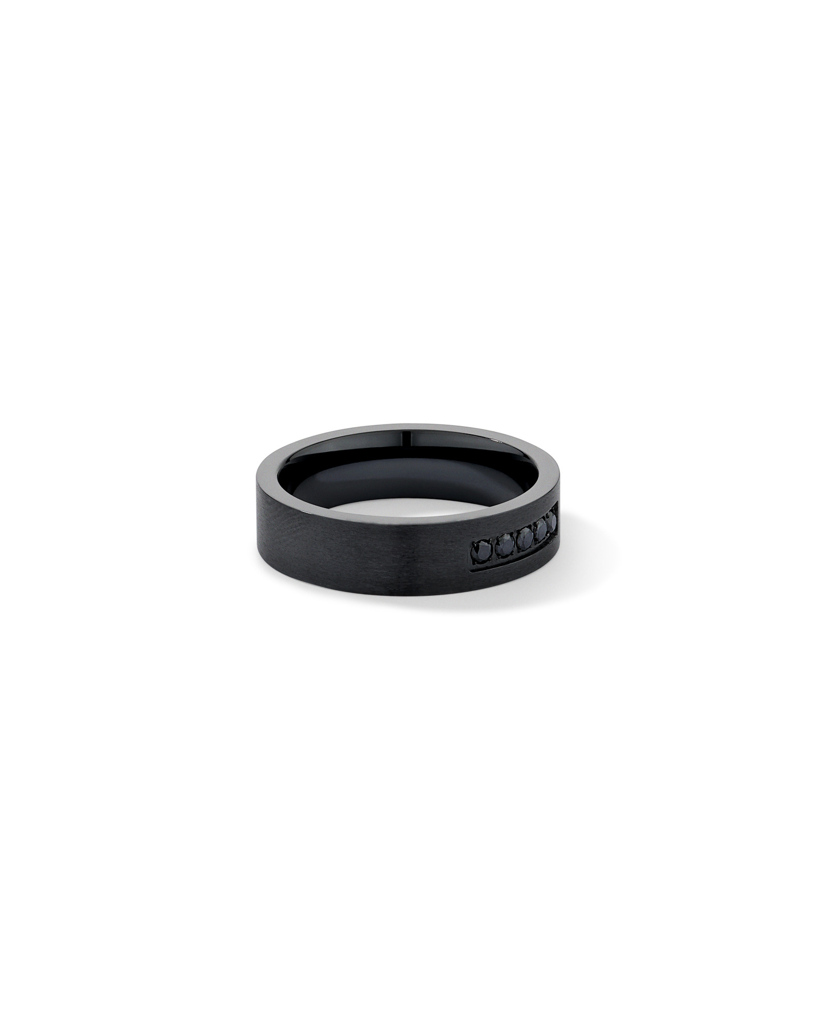 6mm Black Diamond Wedding Band in Black Titanium