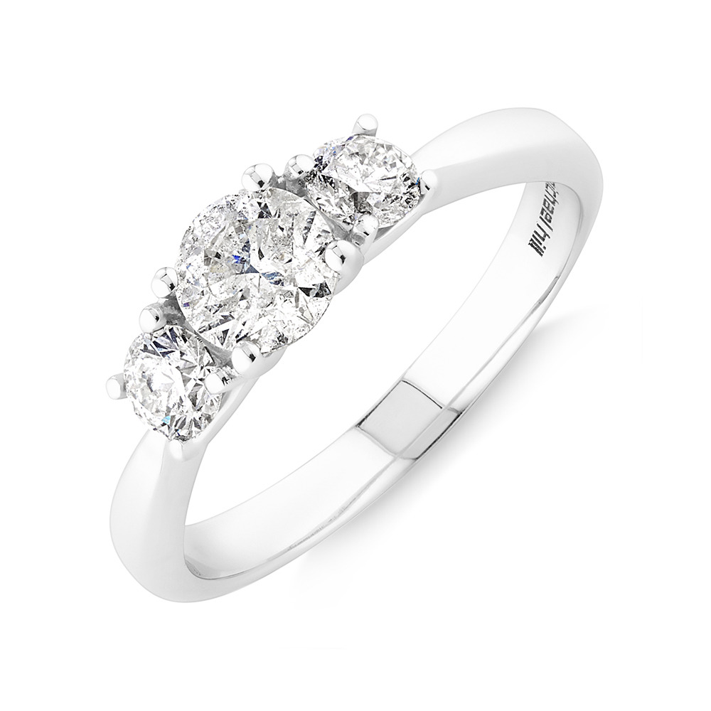Bague de fiançailles en or blanc 14 K avec diamants totalisant 1 ct