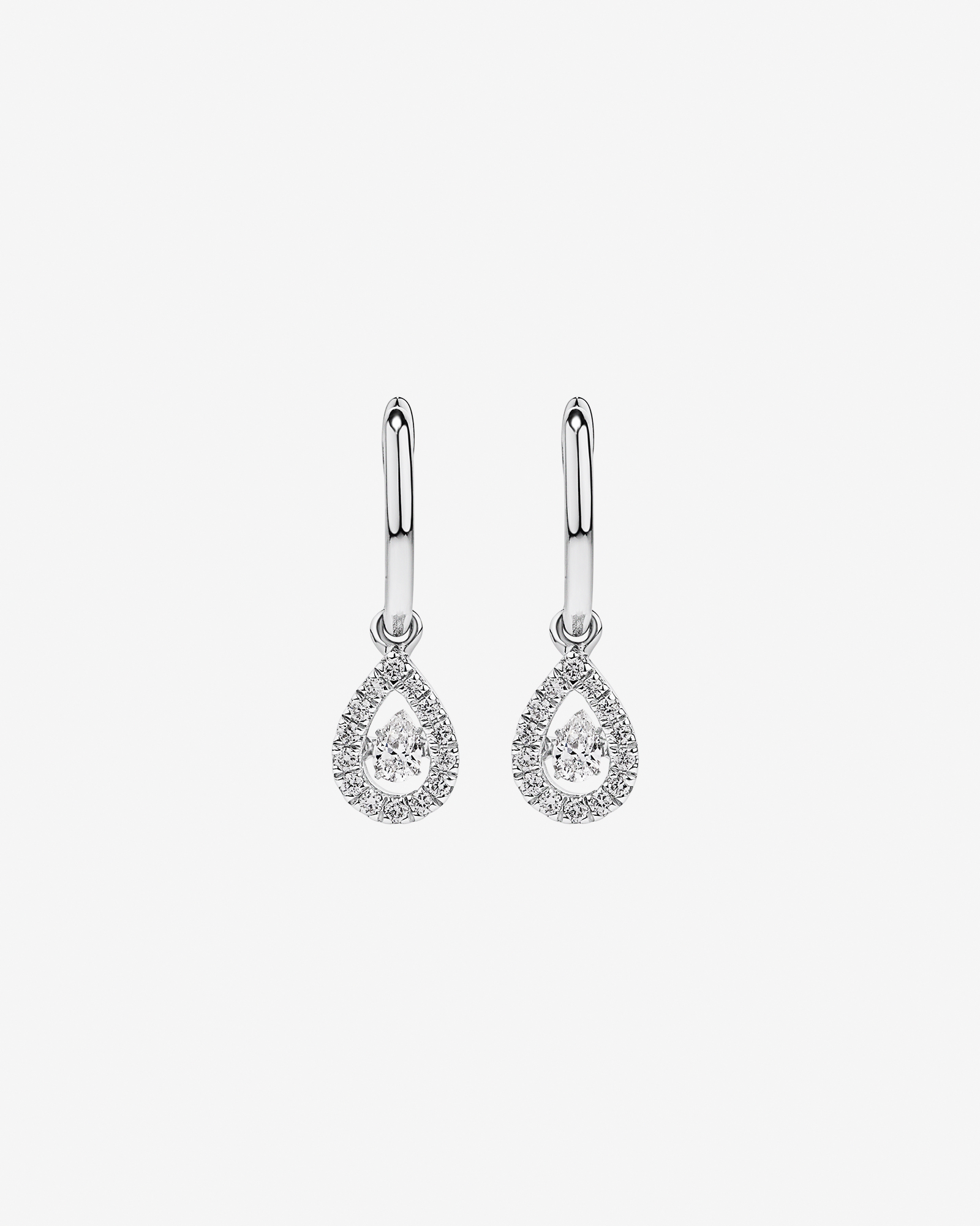 Lume Lab Pear Halo Pendant and Drop Earrings Box Set with 0.73 Carat TW of Laboratory-Grown Diamonds in Sterling Silver