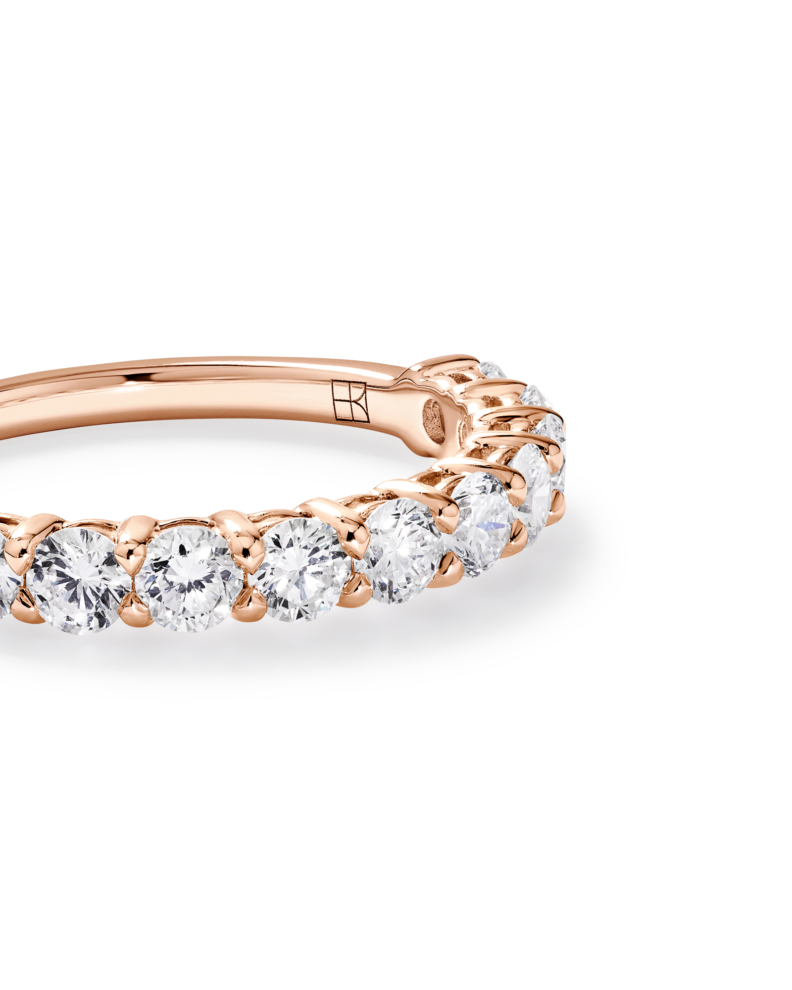 Alliance en or rose 14 carats sertie d'un diamant rond brillant de synthèse 1,00 carat (poids total)