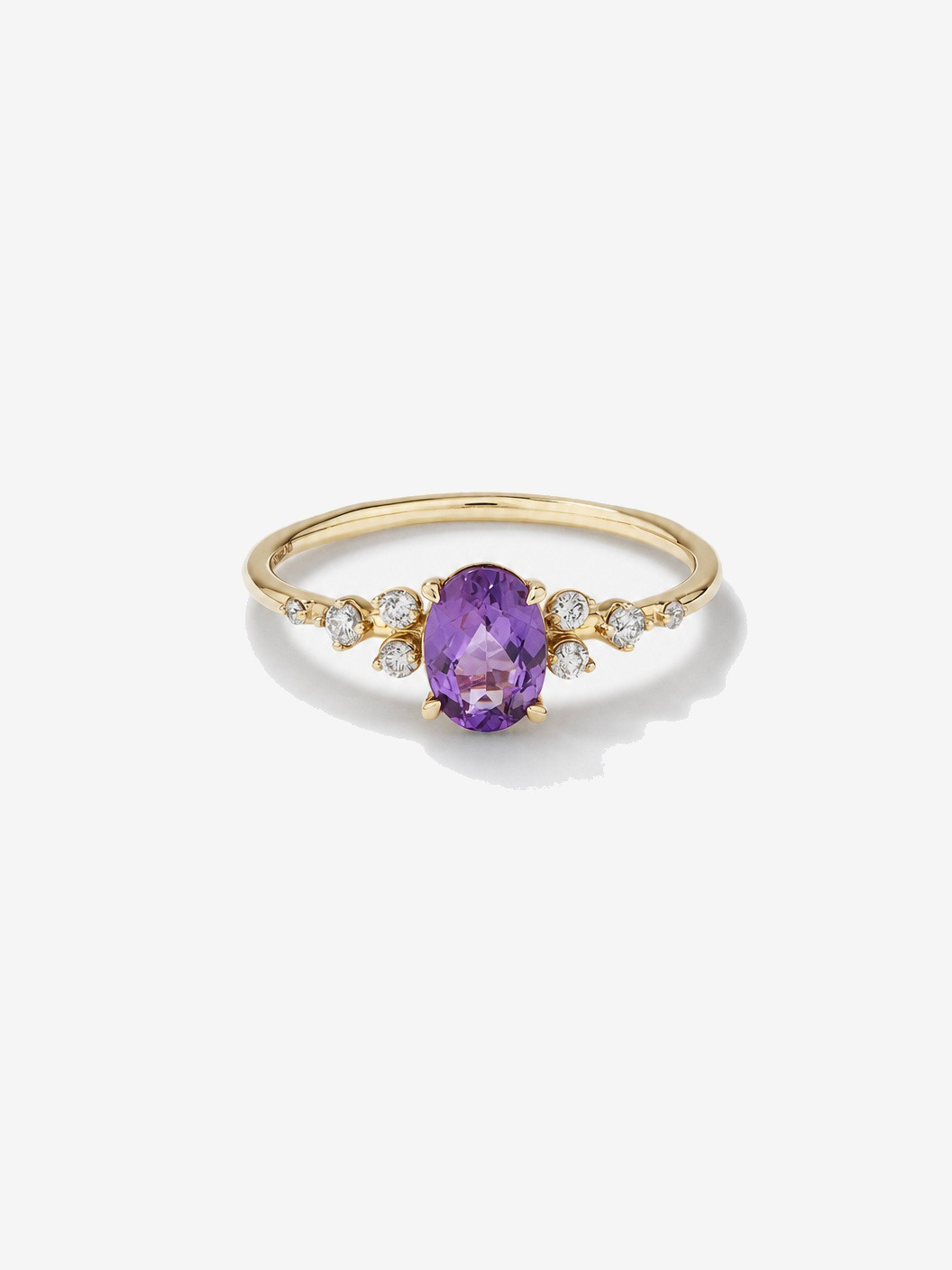 Amethyst and 0.12 Carat TW Diamond Ring 10kt Yellow Gold