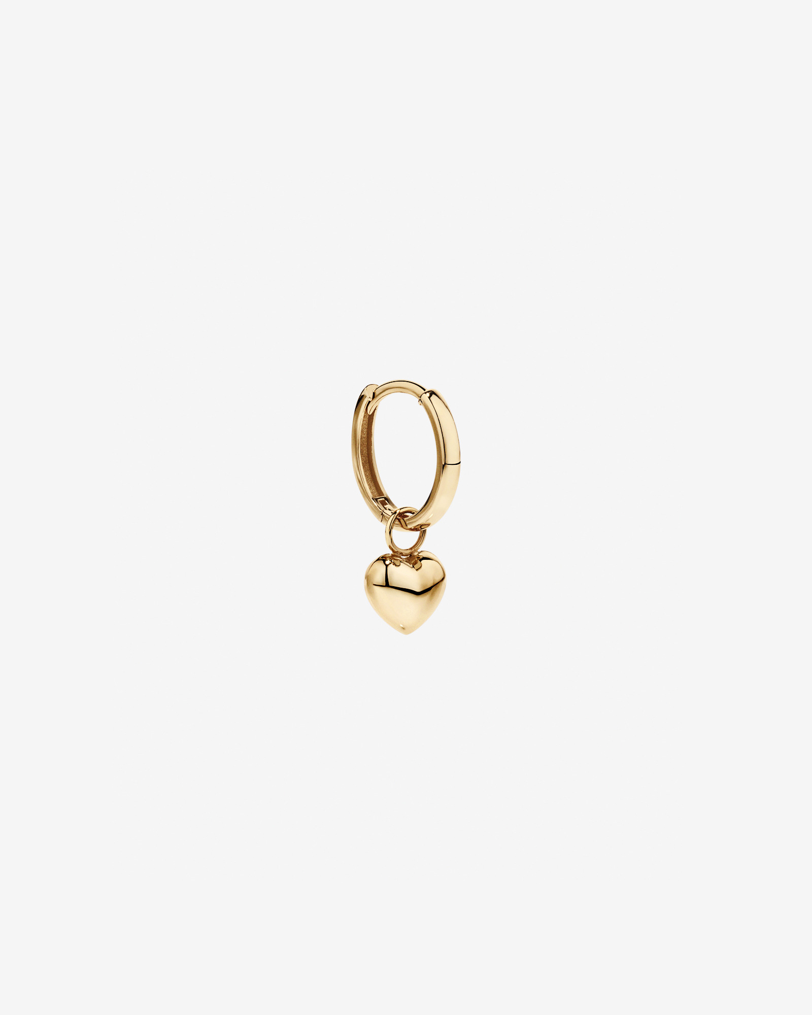 Puff Heart Single Earring Charm in 10kt Yellow Gold