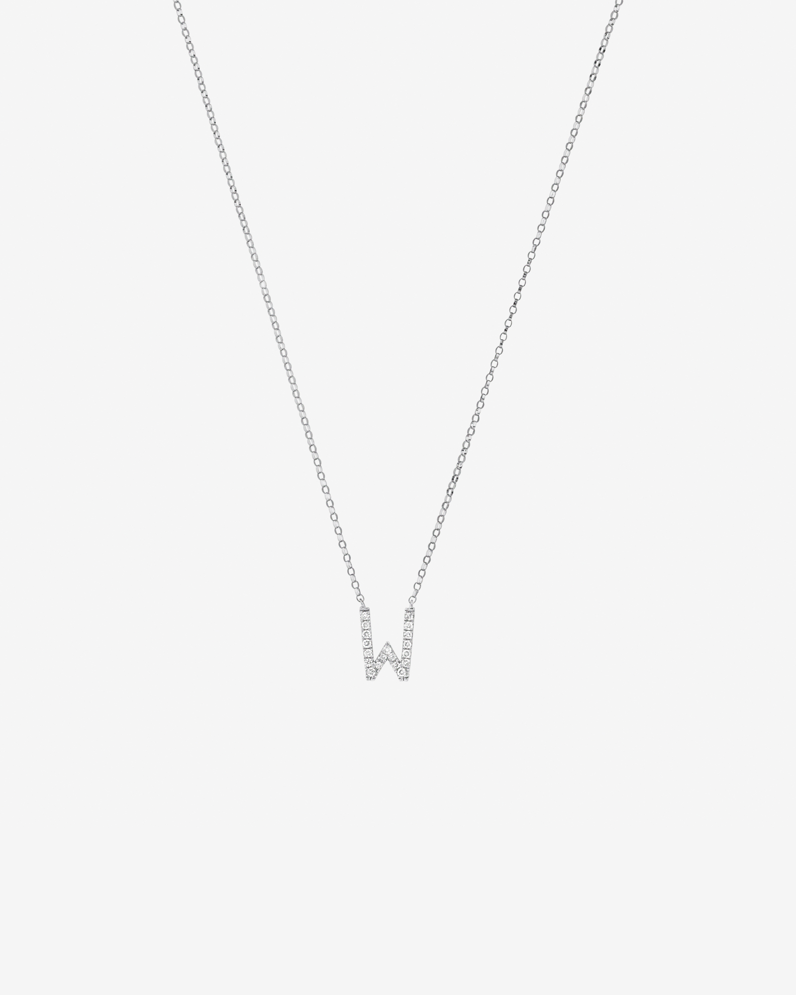 W Initial Necklace with 0.10 Carat TW of Diamonds in 10kt White Gold