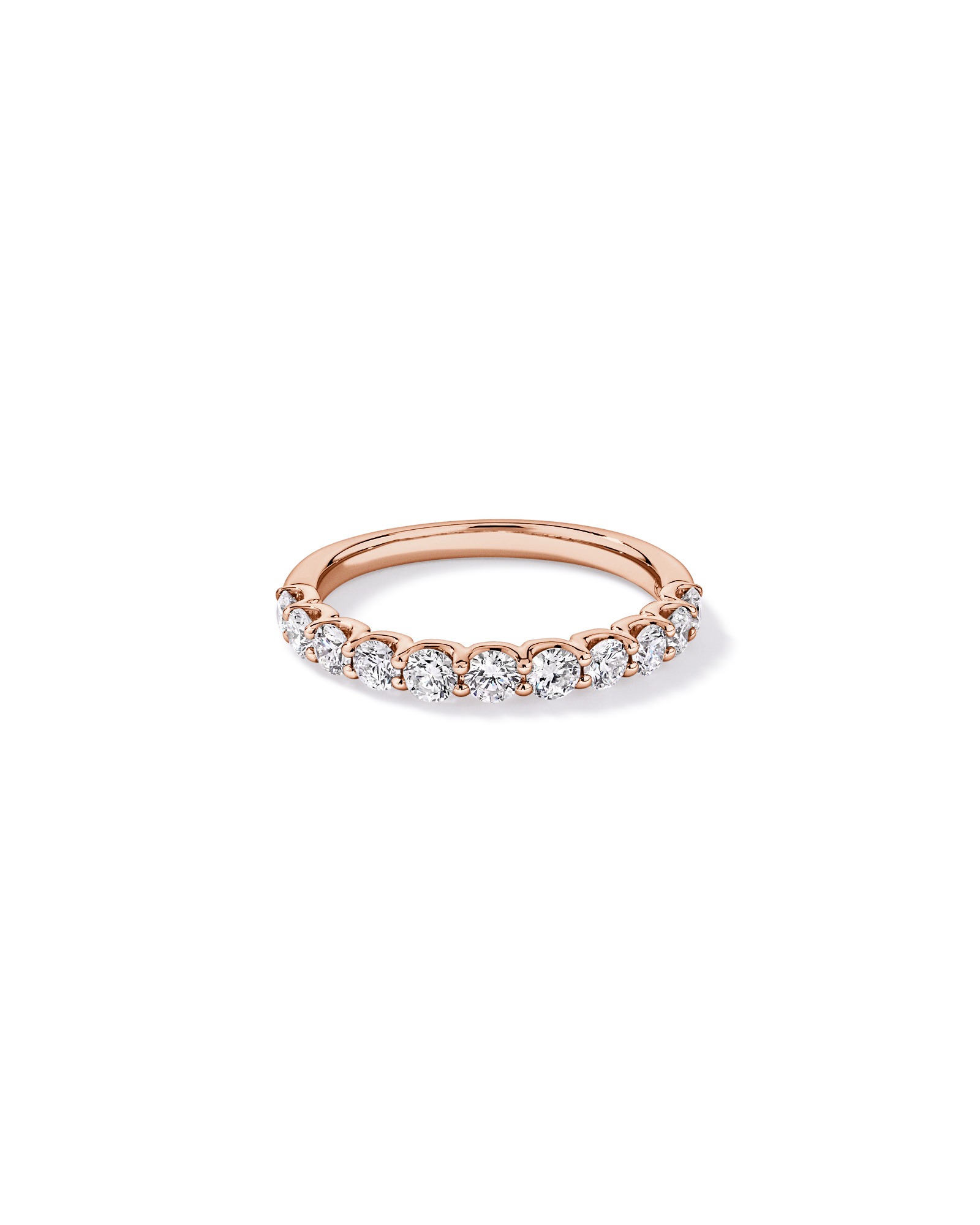 Alliance en or rose 14 carats sertie d'un diamant rond brillant de synthèse 0,83 carat