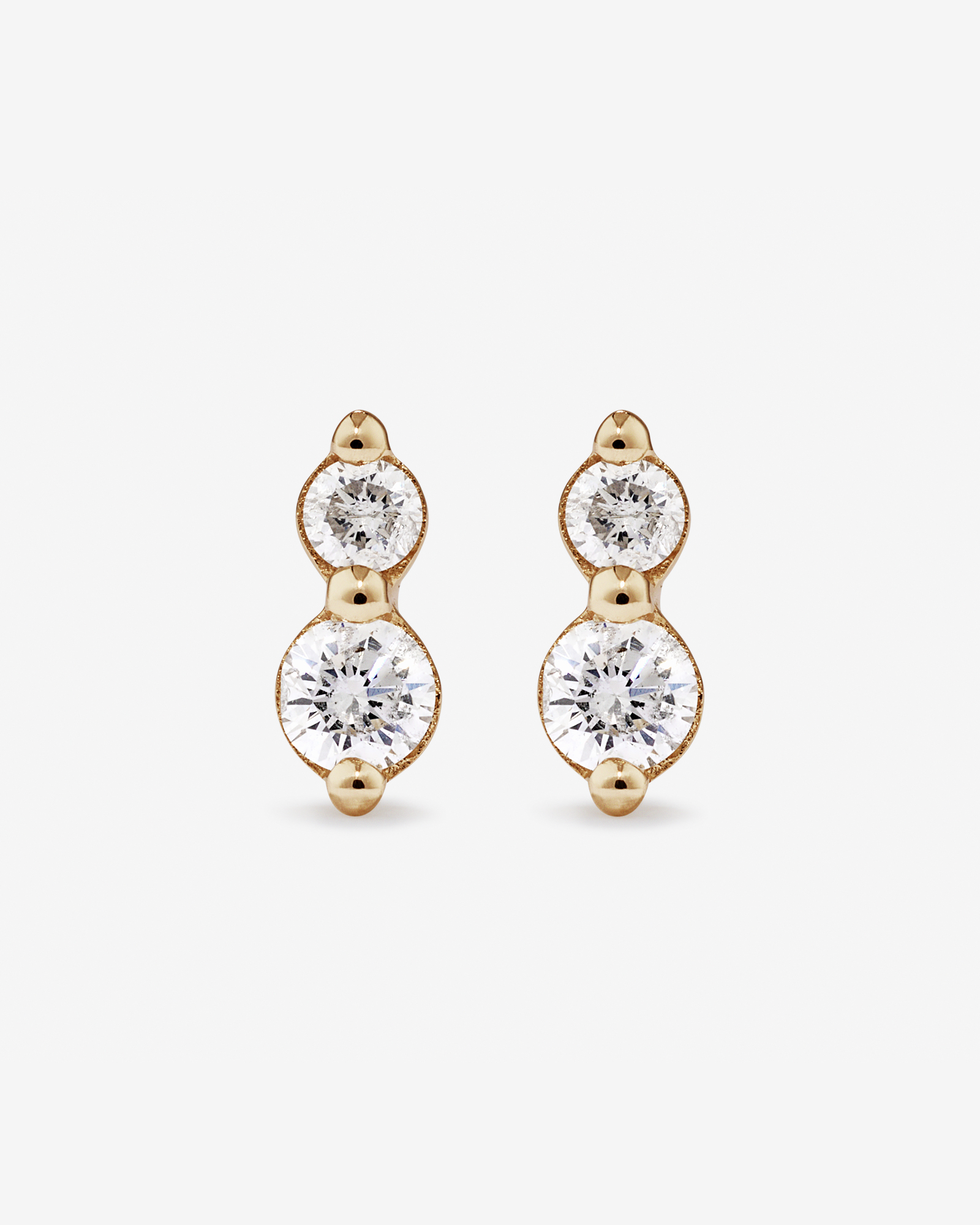 Two Stone Diamond Stud Earrings in 10kt Yellow Gold