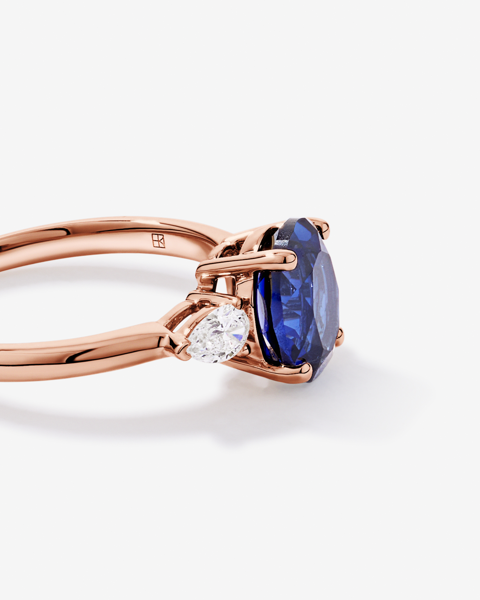 Created Sapphire and 0.27 Carat TW Laboratory-Grown Diamond Ring 10kt Rose Gold