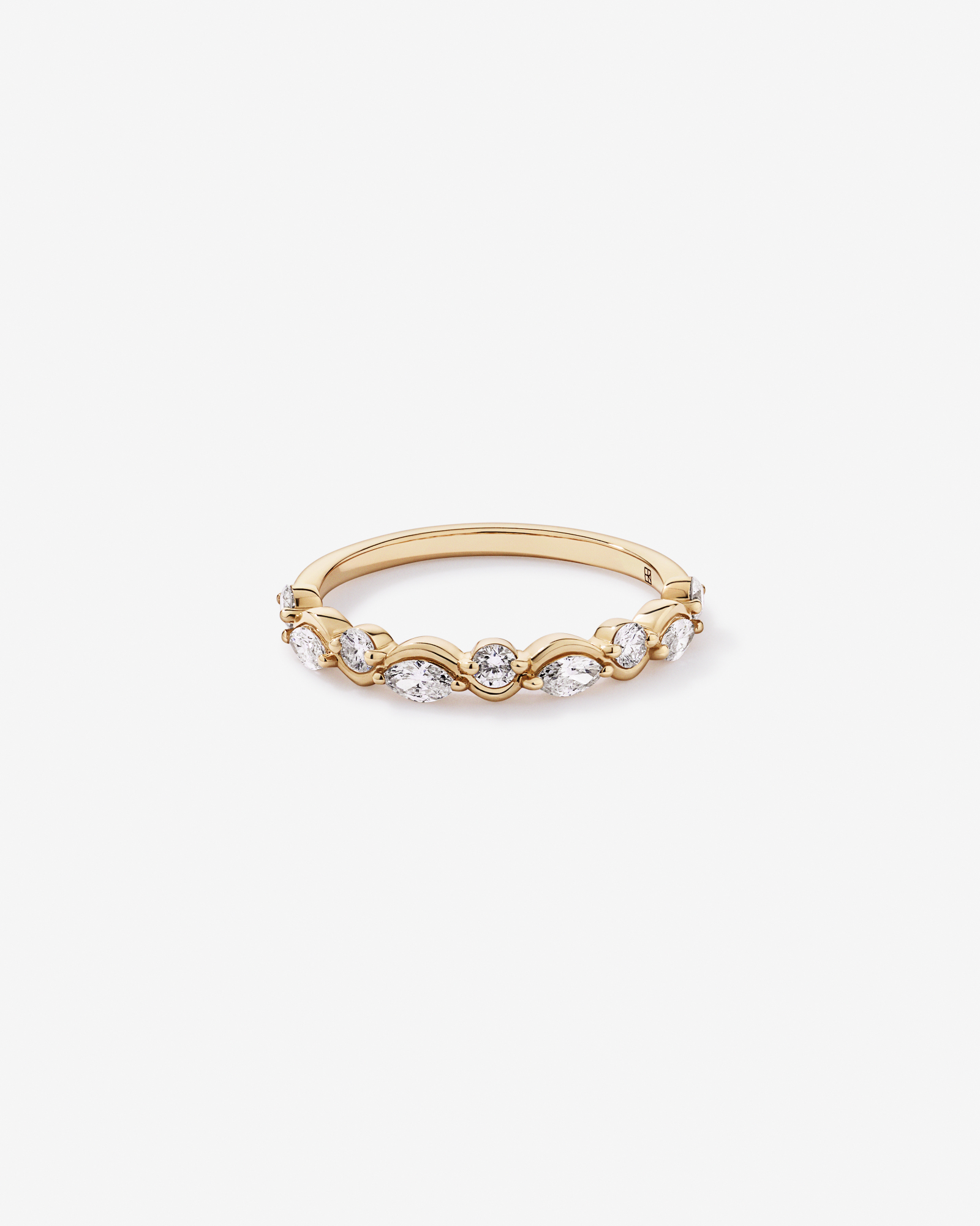 0.43TW Marquise and Round Brilliant Diamond Twist Wedding Ring 14kt Yellow Gold