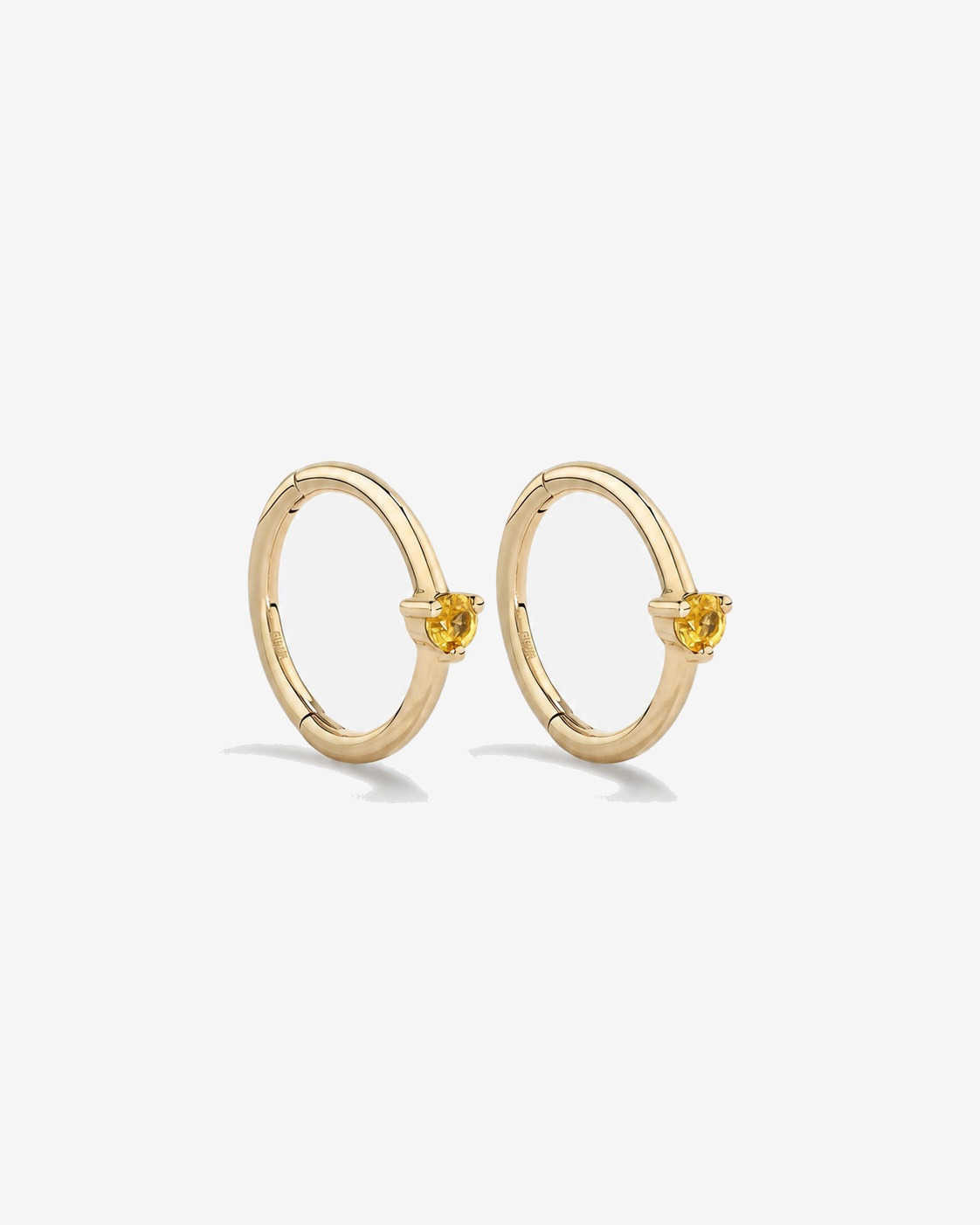 Créoles dormeuses en or jaune 10 carats avec citrine de 10 mm
