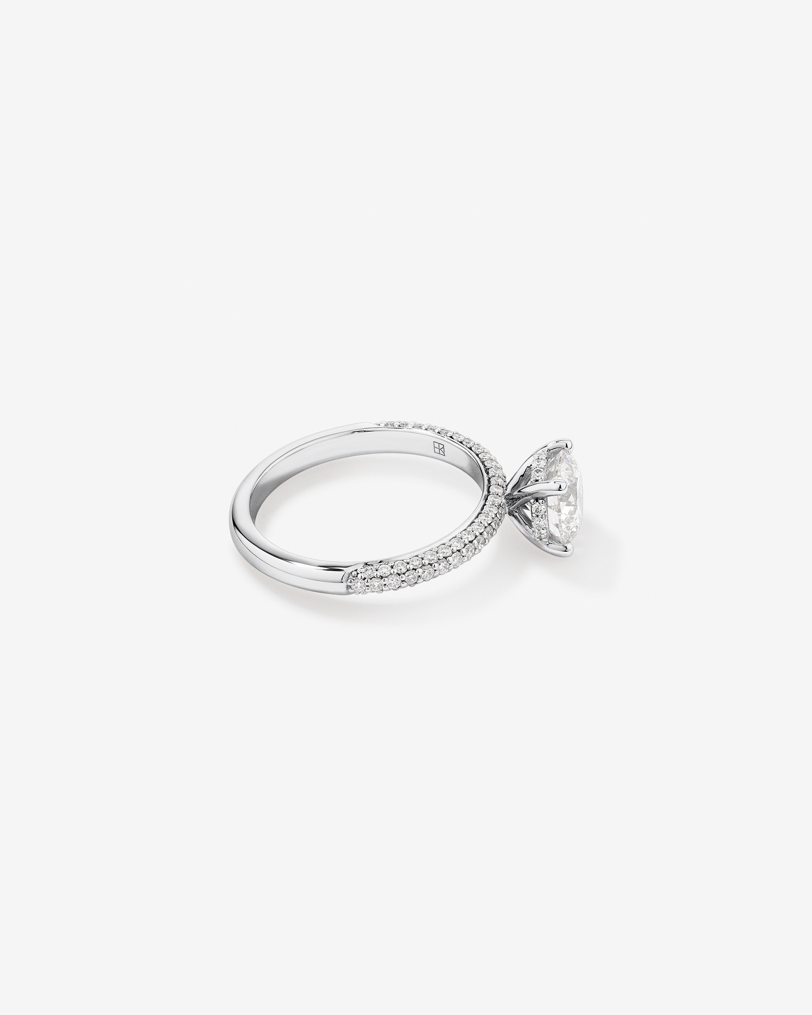 1.95 Carat TW Round Brilliant Laboratory-Grown Diamond Solitaire Side Accent Engagement Ring 14kt White Gold