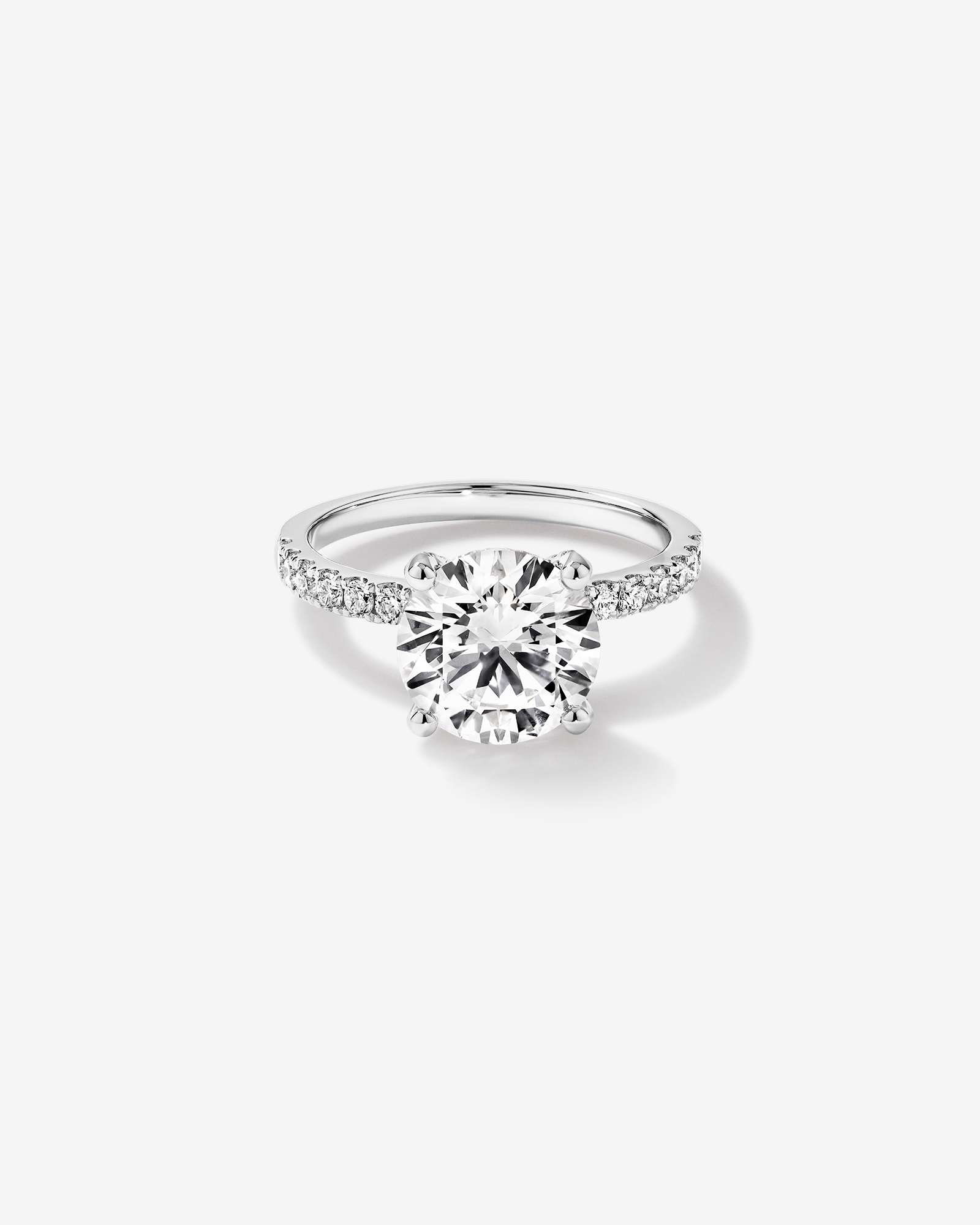 Bague de fiançailles en or blanc 18 carats avec diamant rond brillant de 3,50 carats cultivé en laboratoire