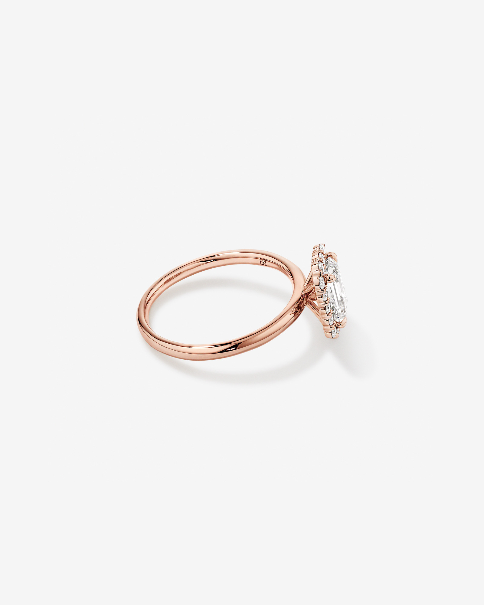 1.46 Carat TW Emerald Cut Laboratory-Grown Diamond Halo Engagement Ring in 14kt Rose Gold
