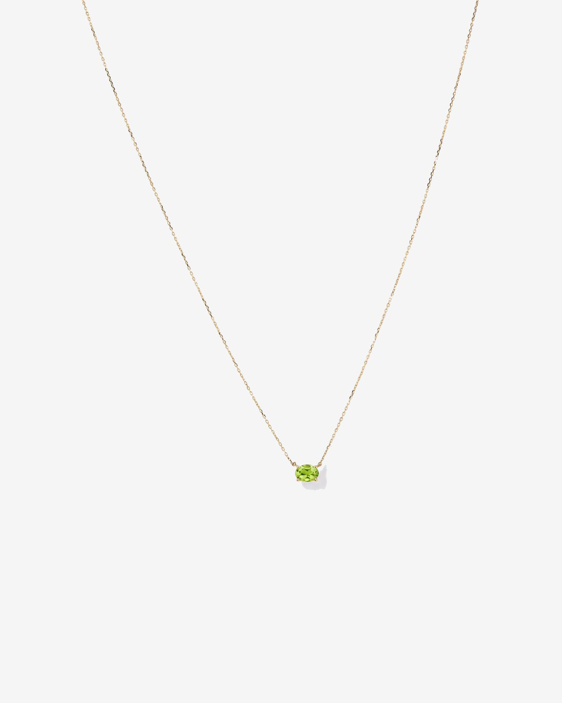 Oval East-West Peridot Necklace in 10kt Yellow Gold