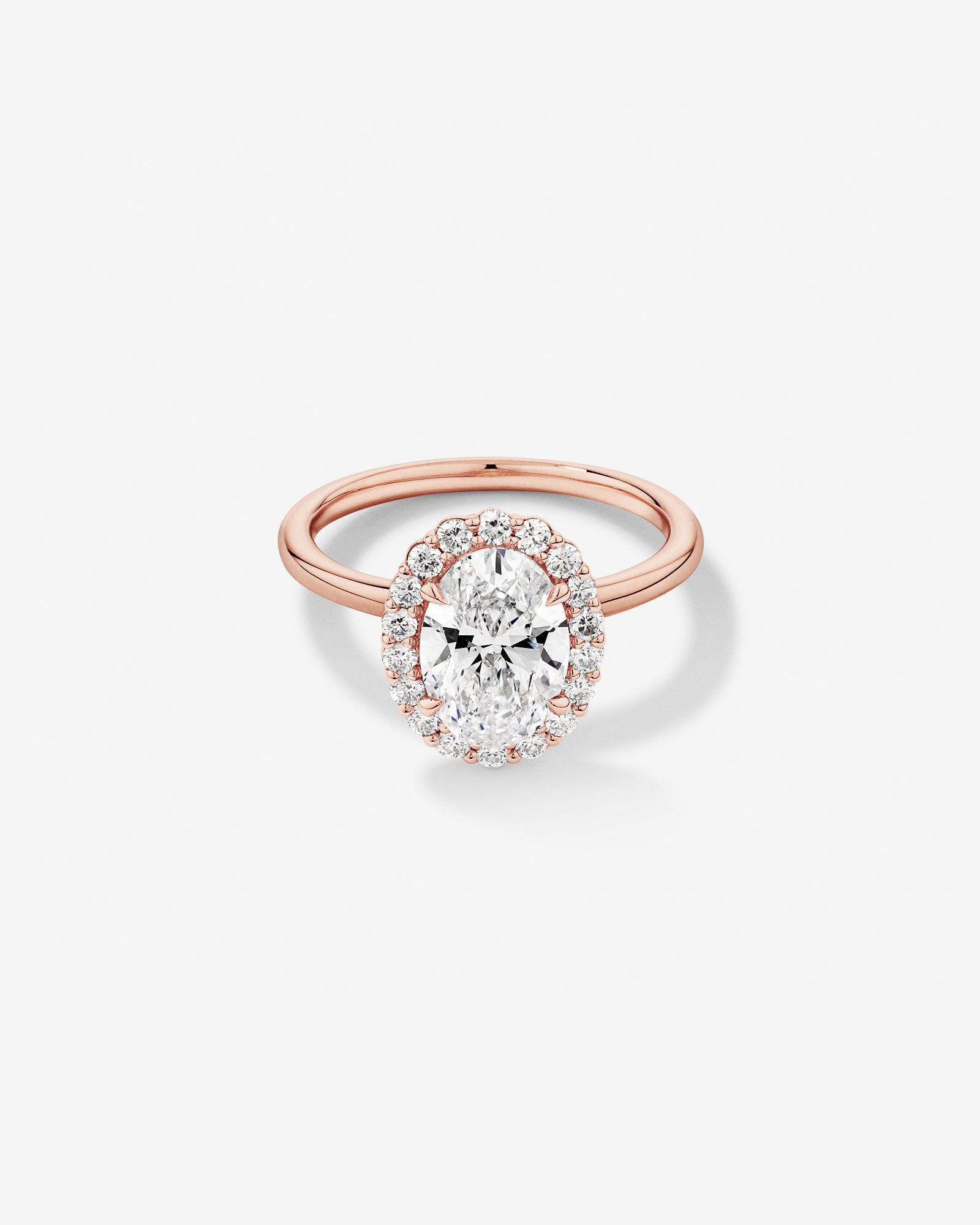 2.34 Carat TW Oval Cut Laboratory-Grown Diamond Halo Engagement Ring in 14kt Rose Gold