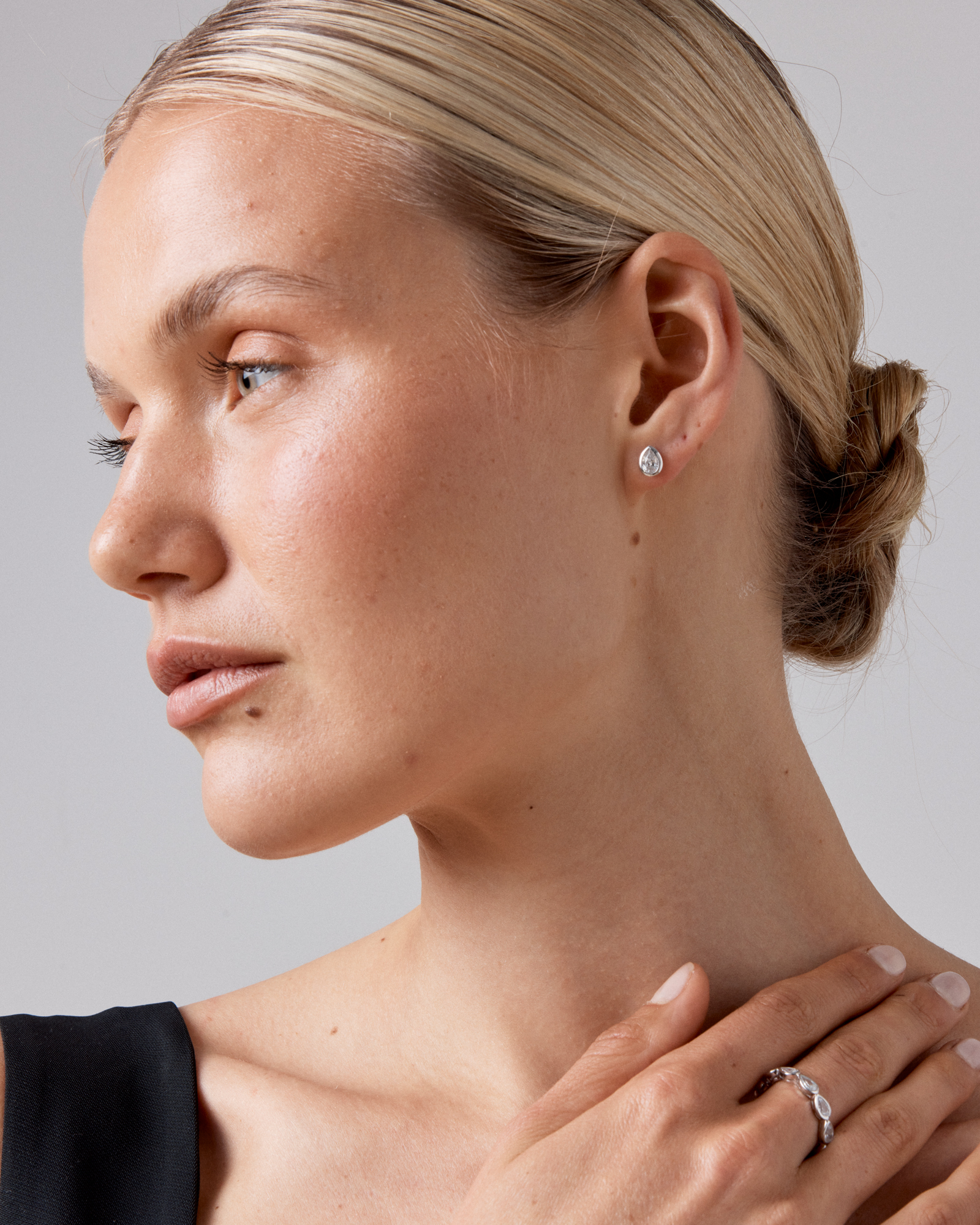 Boucles d'Oreilles Clous en Zircon Cubique en Forme de Poire, Serties en Chaton, en Argent Sterling